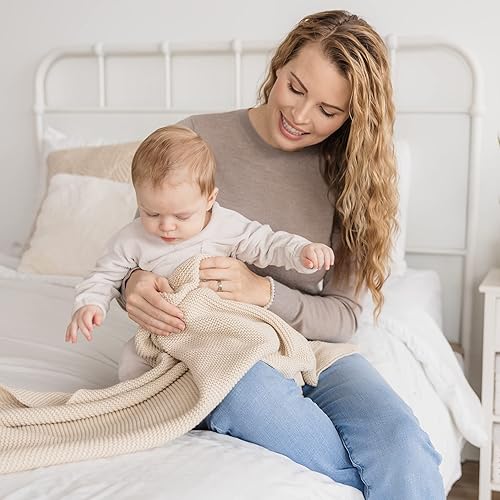 Miniatura 4 de Natemia Manta tejida de algodón 100% orgánico para recién nacidos, bebés y niños pequeños, ultra suave de 30 x 40 pulgadas, para cuna, cochecito y