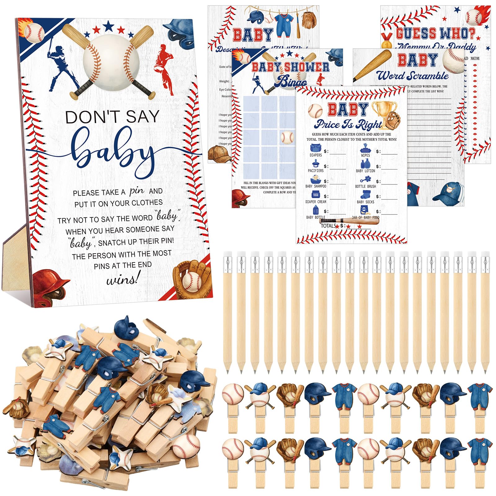 Patelai 321 Pcs Baby Shower Games Supplies, Baseball