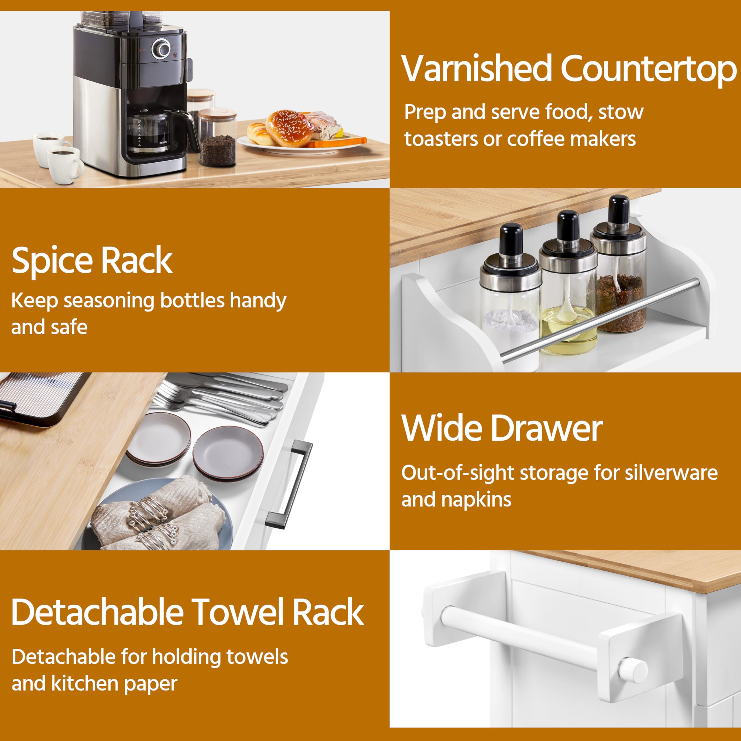 Yaheetech Carro de Cocina con Ruedas Carrito Servicio 60x40x88,5cm Blanco | Estantería de Cocina Madera para Comedor Salón