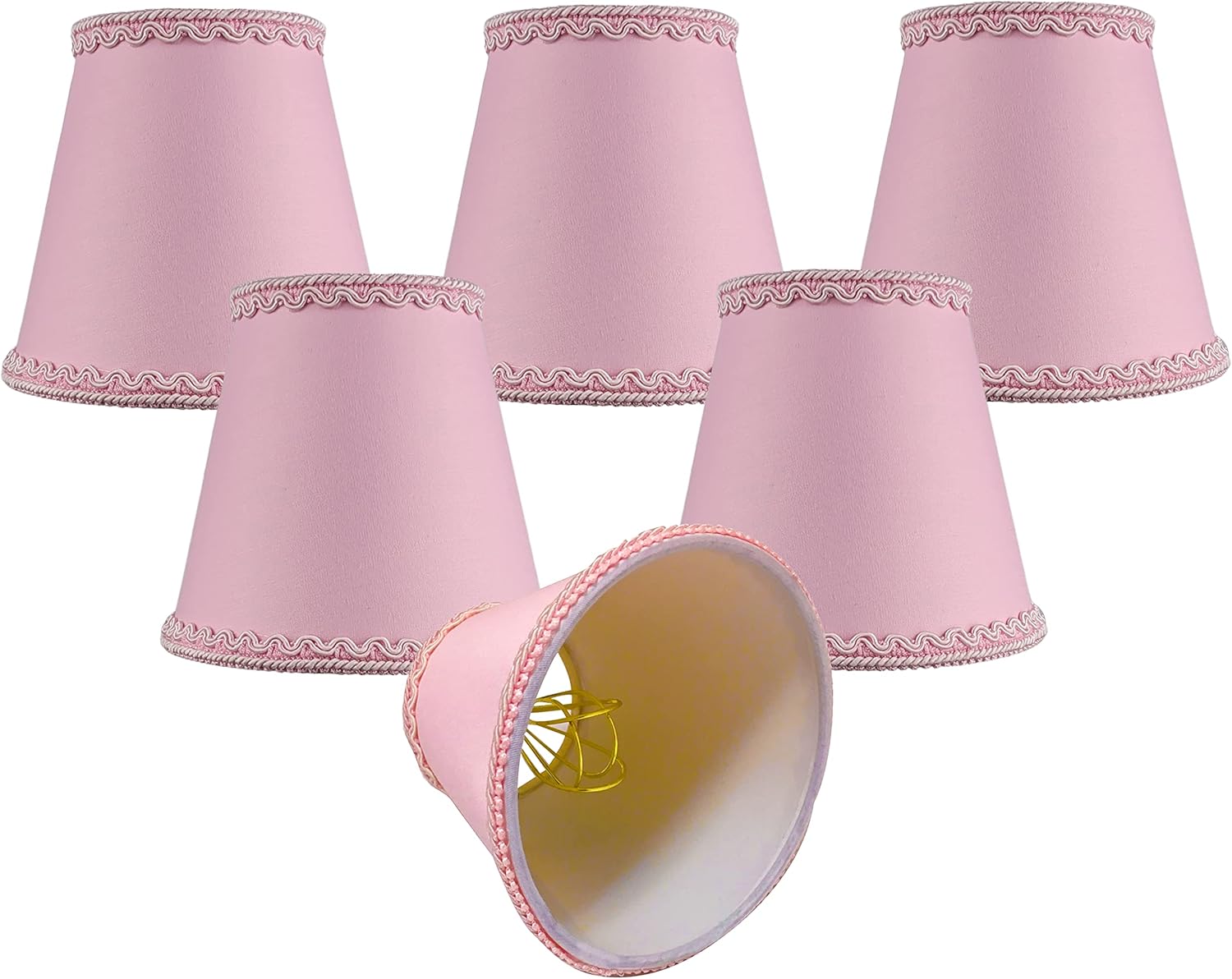 Royal Designs, Inc. CSO-1042-5PNK Hardback Empire Chandelier Shade with Designer Trim, 3 x 5 x 4.5, Pink