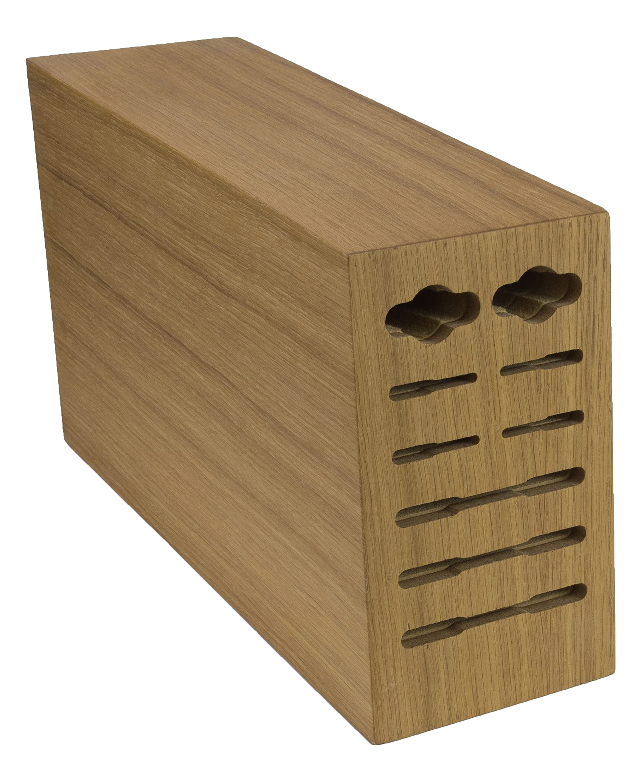 Bloque de cuchillos de madera de roble con 9 orificios, vacío
