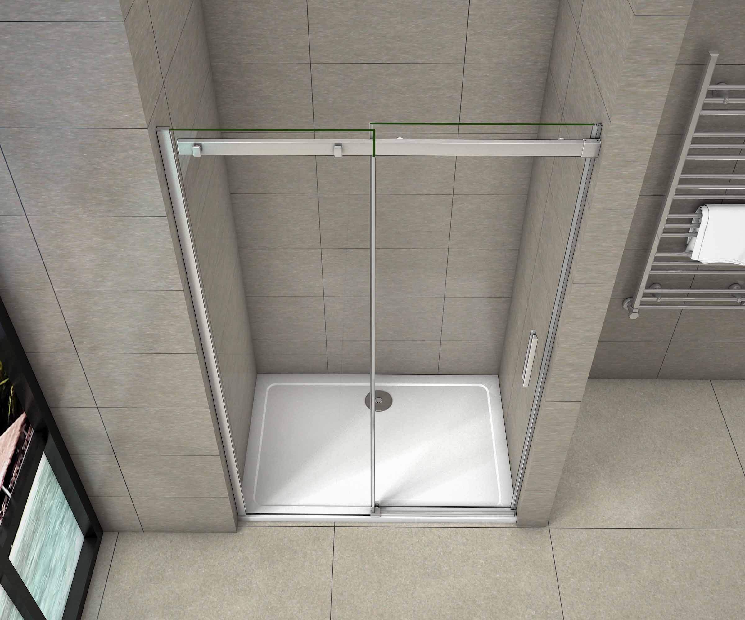AICA Porta Doccia Scorrevole 110x195cm Nicchia Anticalcare Vetro temperato da 8 mm anti infortunistico