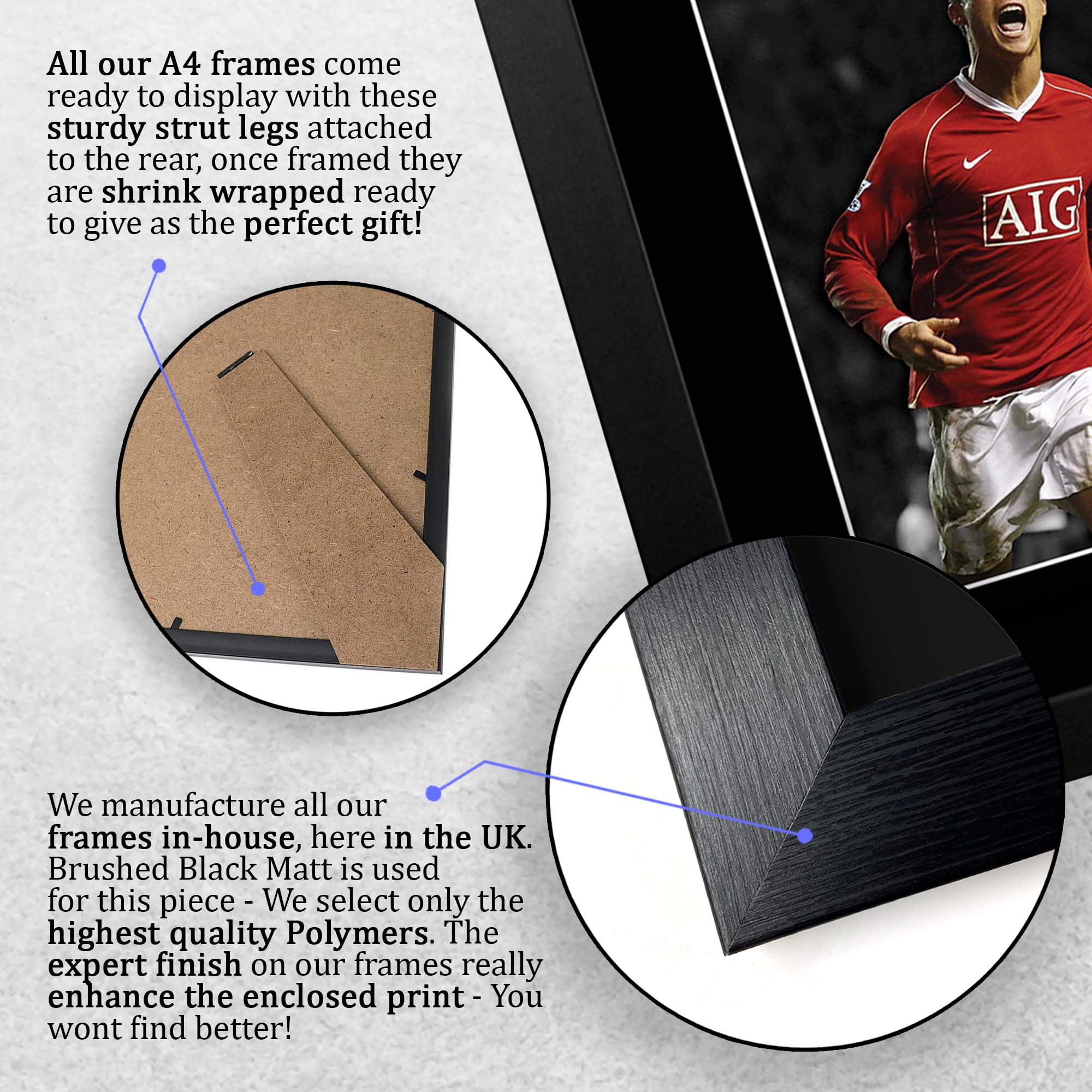 HWC Trading FR A4 Cristiano Ronaldo Geschenke Gedrucktes Signiertes Autogramm Foto für Fußball Anhänger and Fans - A4 Gerahmt