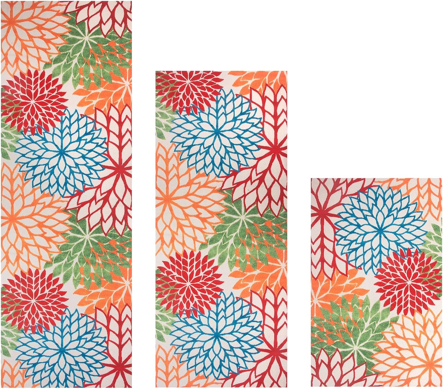 MATBAR Kitchen Rugs Sets of 3 Non Slip Washable Colorful Rubber Kitchen Mats for