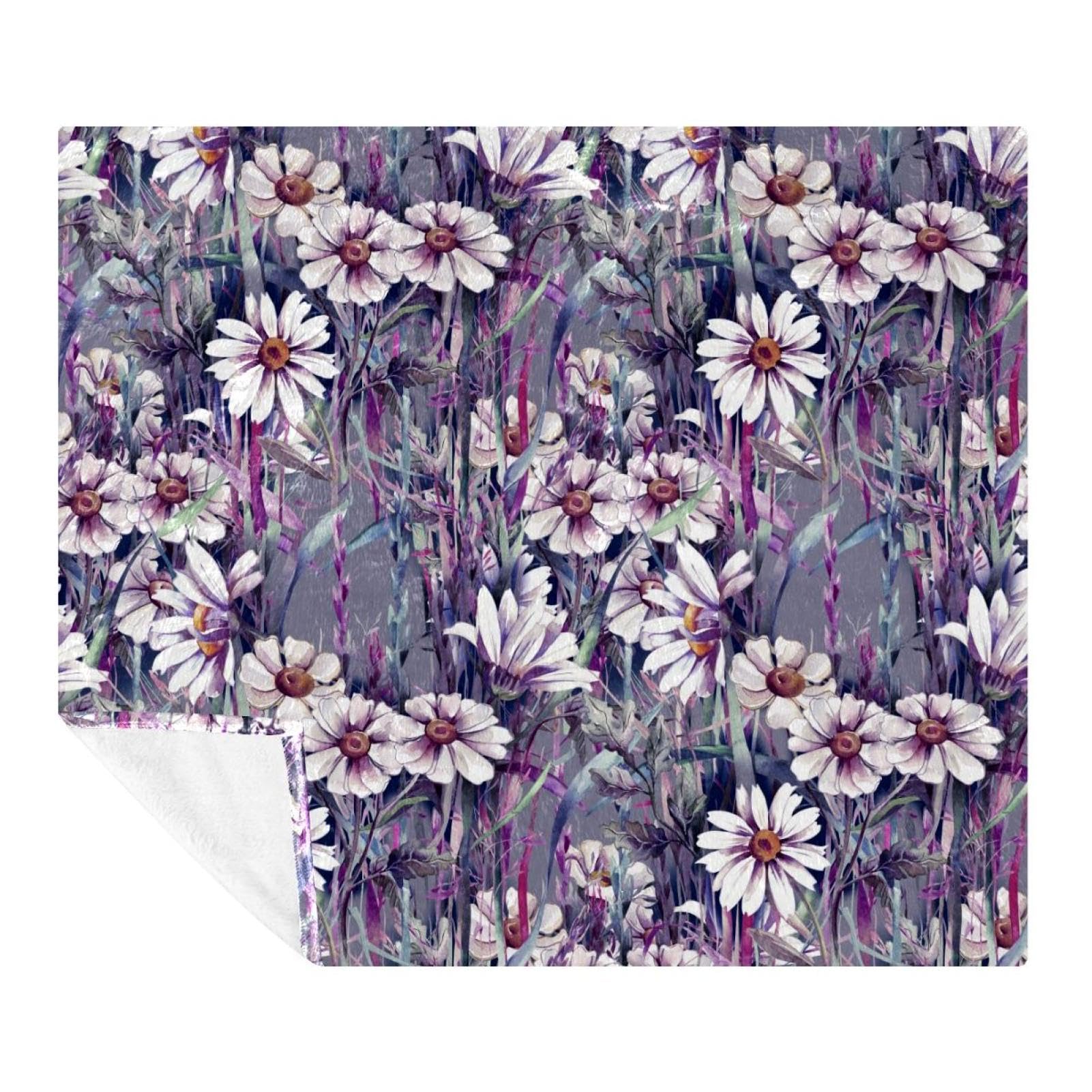 Couverture polaire en microfibre d'été à motif floral pour canapé et voyage