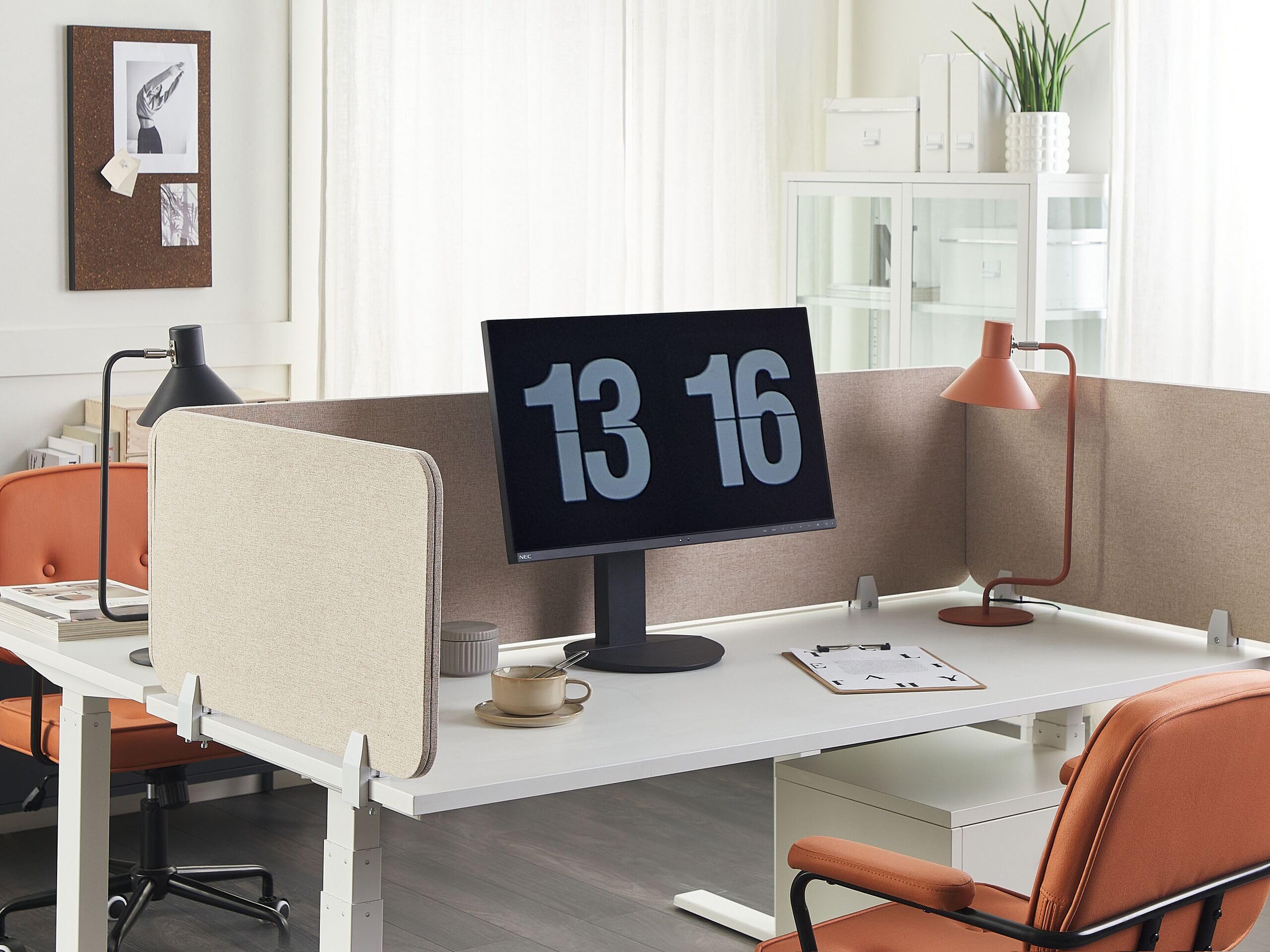 Schreibtisch Trennwand Akustik Polster beige 80 x 40 cm Schallschutz Wally