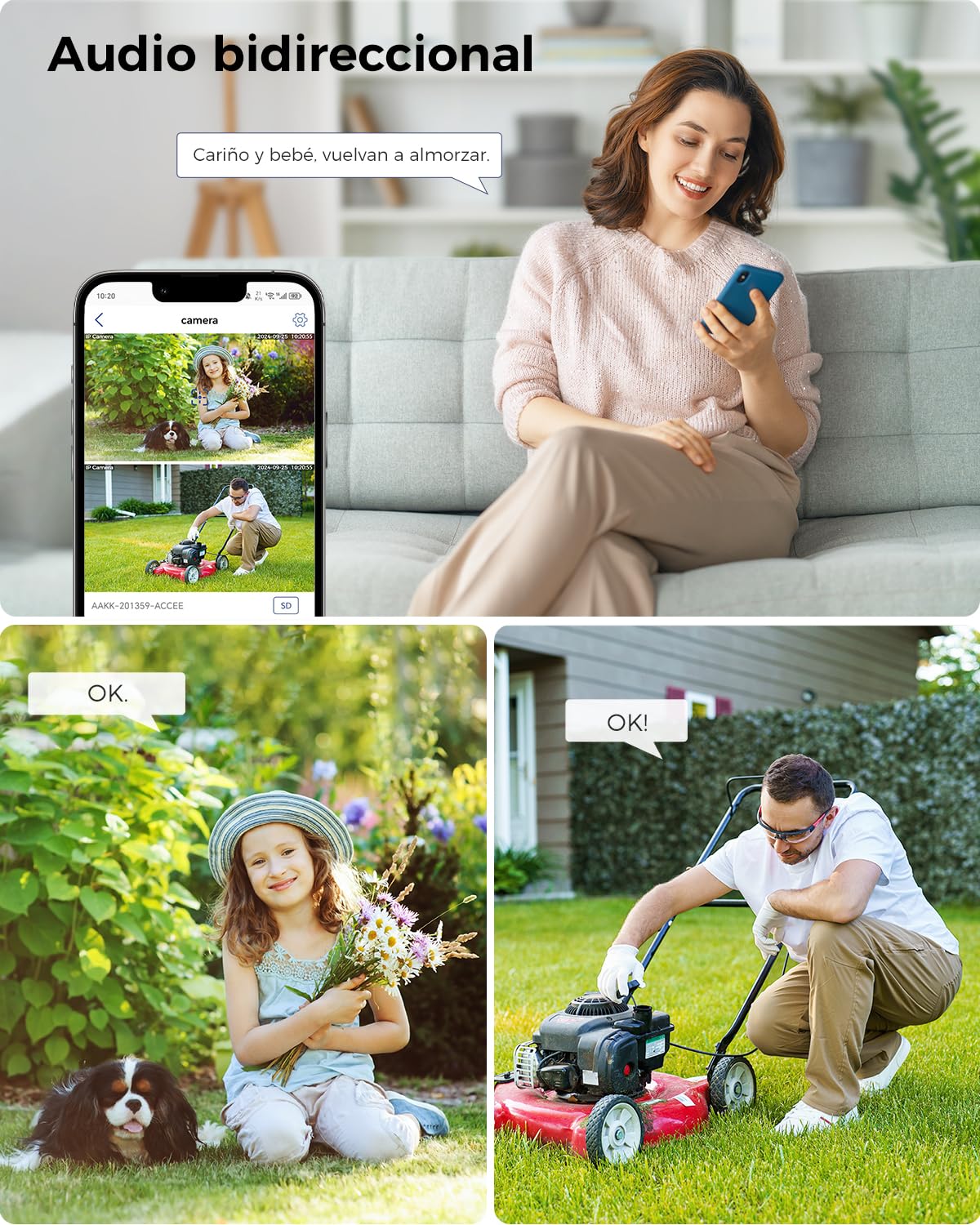 Ctronics Camara Vigilancia WiFi Exterior con Doble Lente, PTZ Cámara 2.4/5Ghz NVR, Seguimiento Automático, Visión Nocturna Color 30M y Grabación 24/7, Compatible PC/Tablet/Móvil,1080P, IP66