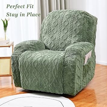 JOKIVTOU Recliner Chair Covers 4-Pieces Reclining Chair Slipcovers with Pocket& Elastic Bottom, Soft Feel Fitted Lazy Boy Sofa Couch Cover Washable, Stretch Recliner Furniture Protector