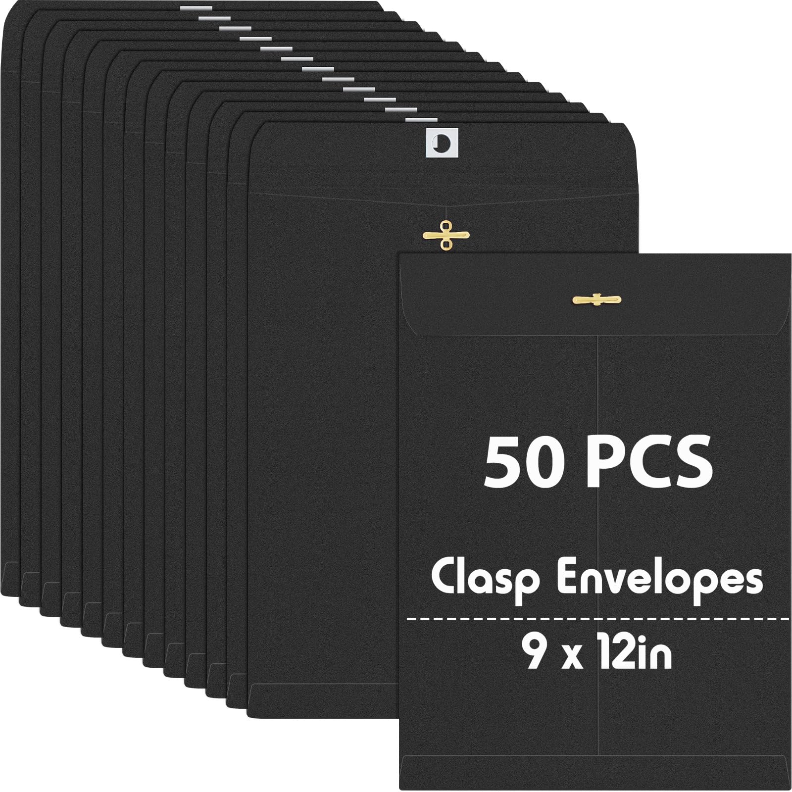Geyee 50 Pcs 9 x 12 Inch Black Clasp Manilla Envelopes Mailing