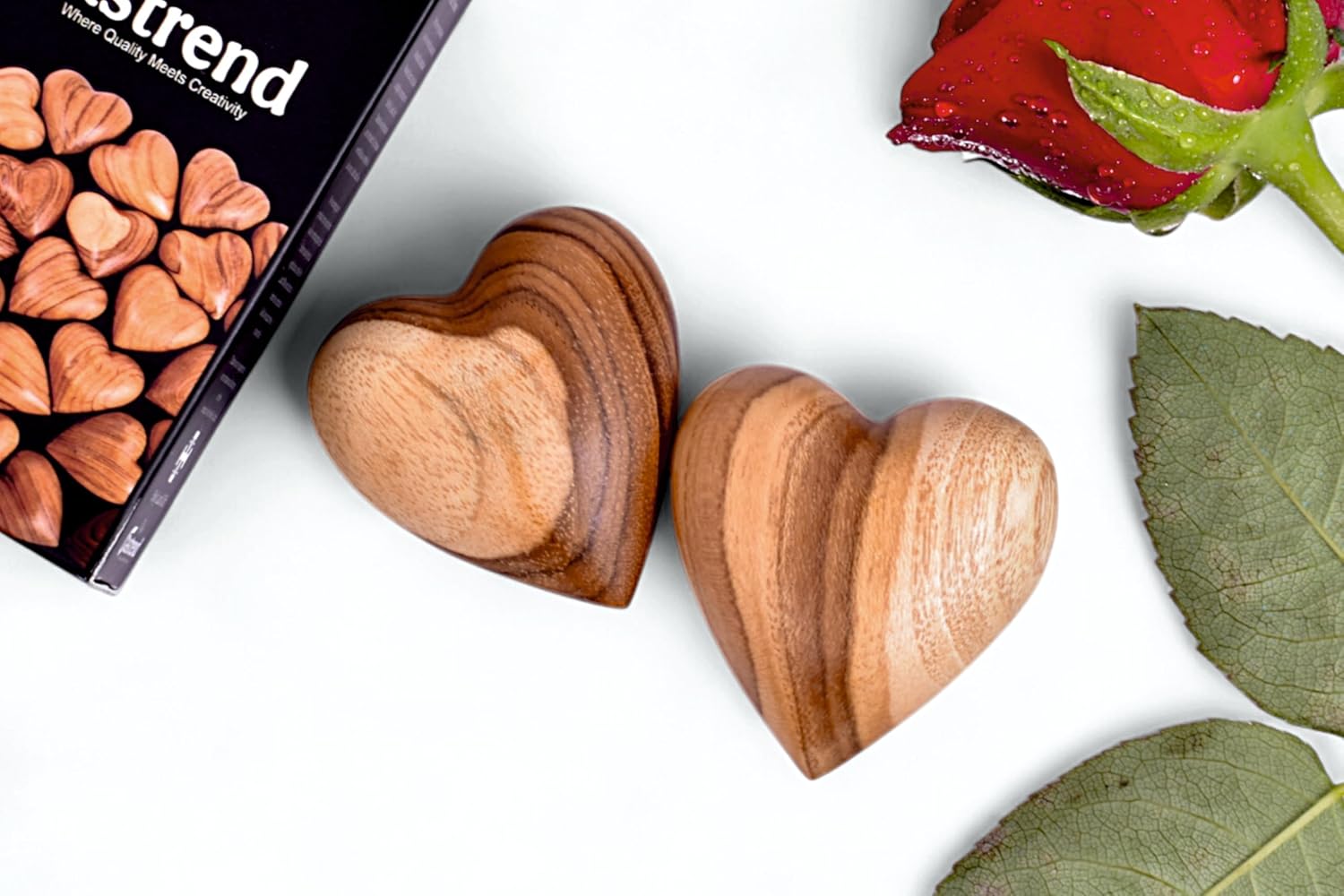 Handcrafted Wooden Heart Sculpture – Solid Natural Wood Decor | Romantic Gift for Anniversary, Wedding & Valentine Day (Set of 10)