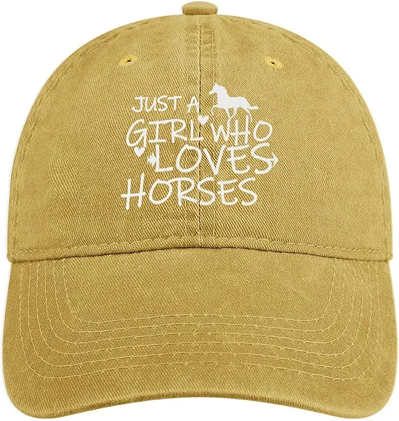 Just Girl Who Loves Horse Hat Baseball Cap for Women Adjustable Trendy Hats Cotton