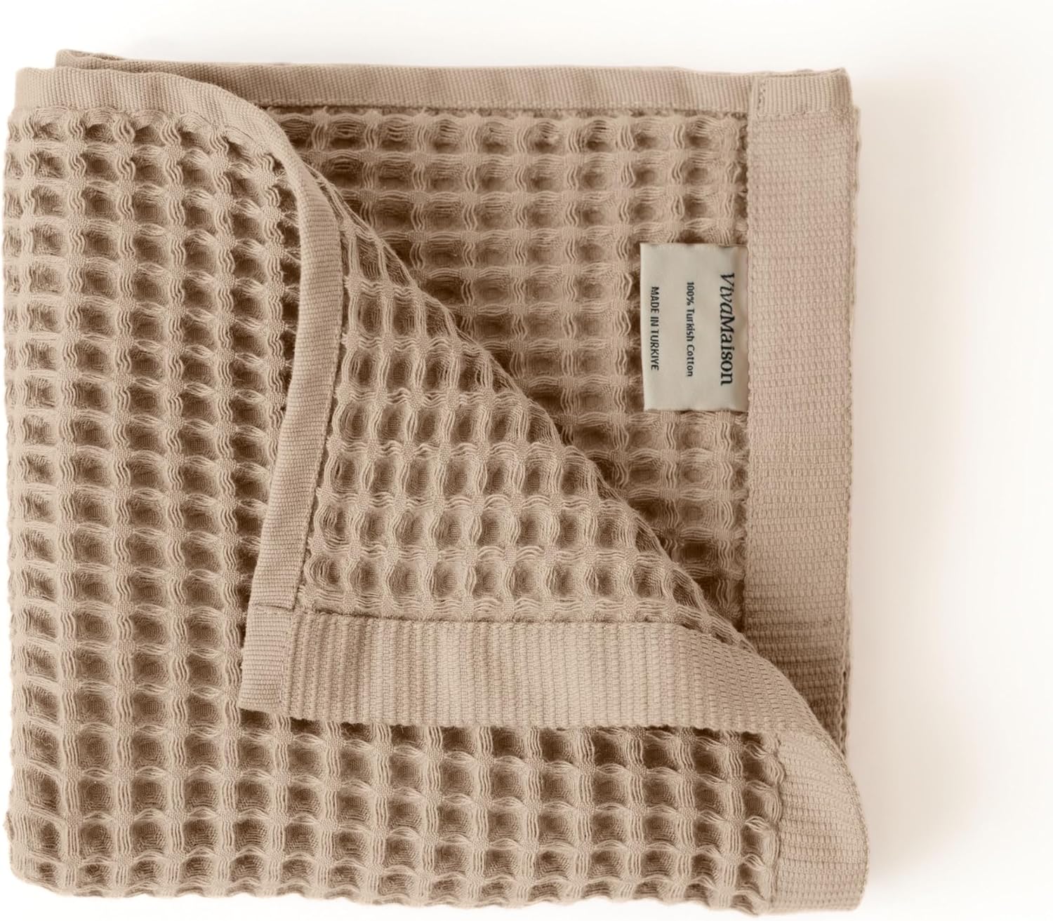Premium Waffle Hand Towels Pack of 4 Extra Large 20x35 inch - 100% Turkish Cotton, Waffle Weave, Quick Dry, Lint Free, Super Absorbent, Thin Hand Bath Towel (Brown, Set of 4 Hand Towels)