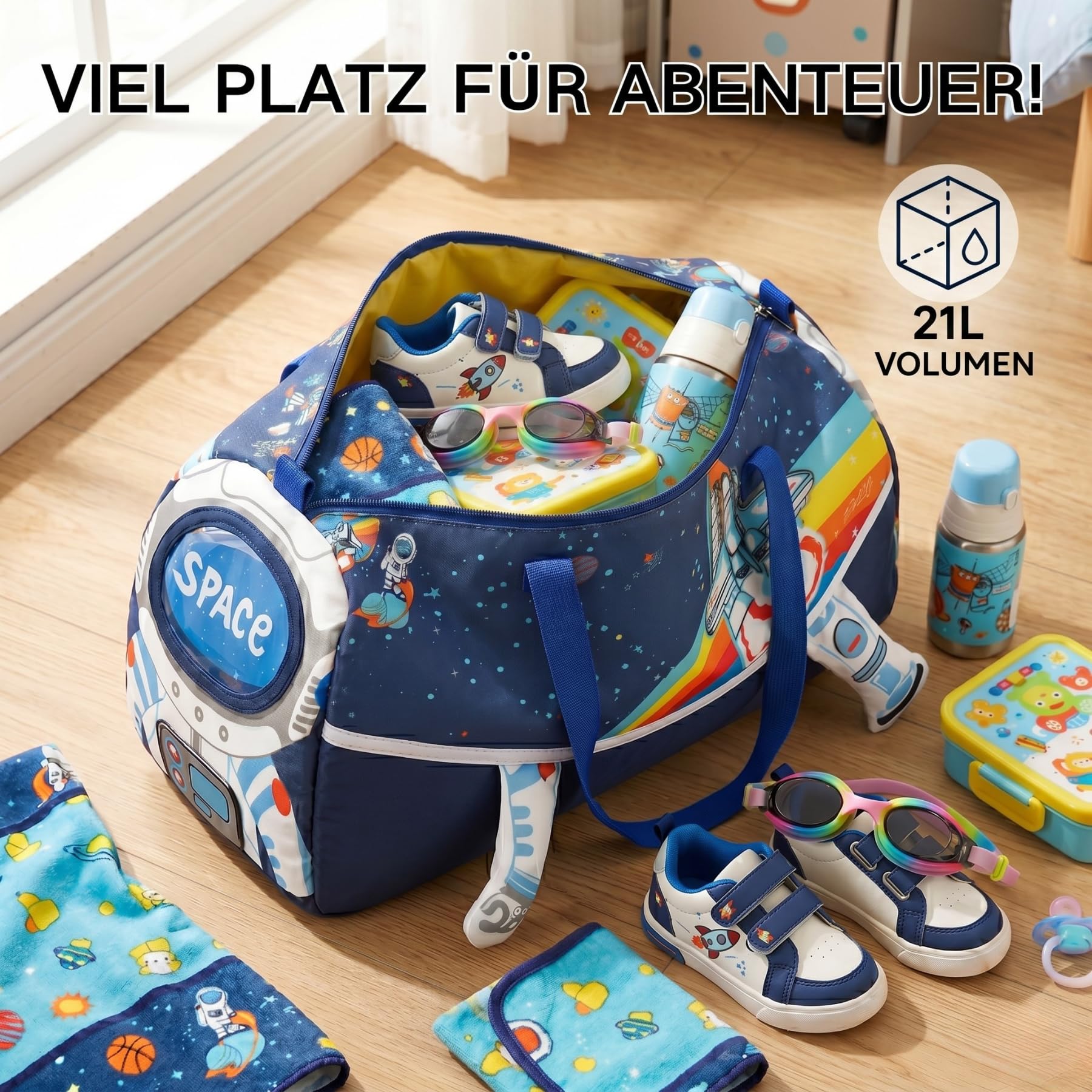 Suweir Sporttasche Kinder Schwimmtasche Jungen Mädchen Wasserdicht Badetasche Weekender Reisetasche Niedlich Outdoor Fussballtasche Duffle Bag für Reisen, Fitness, Sport, Schule