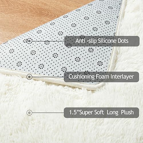 Miniatura 7 de Softlife - Alfombra de área para sala de estar de 5.3 x 7.6 pies, peluda, suave y mullida, de peluche largo, para habitación de los niños,