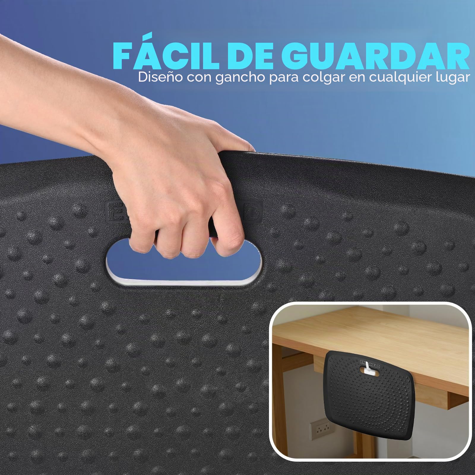 Tapete de Cocina Antifatiga Cómodo con Mango Integrado y Puntos de Masaje - Multiusos para Estar de Pie en Escritorio y Cocina (17 x 22)