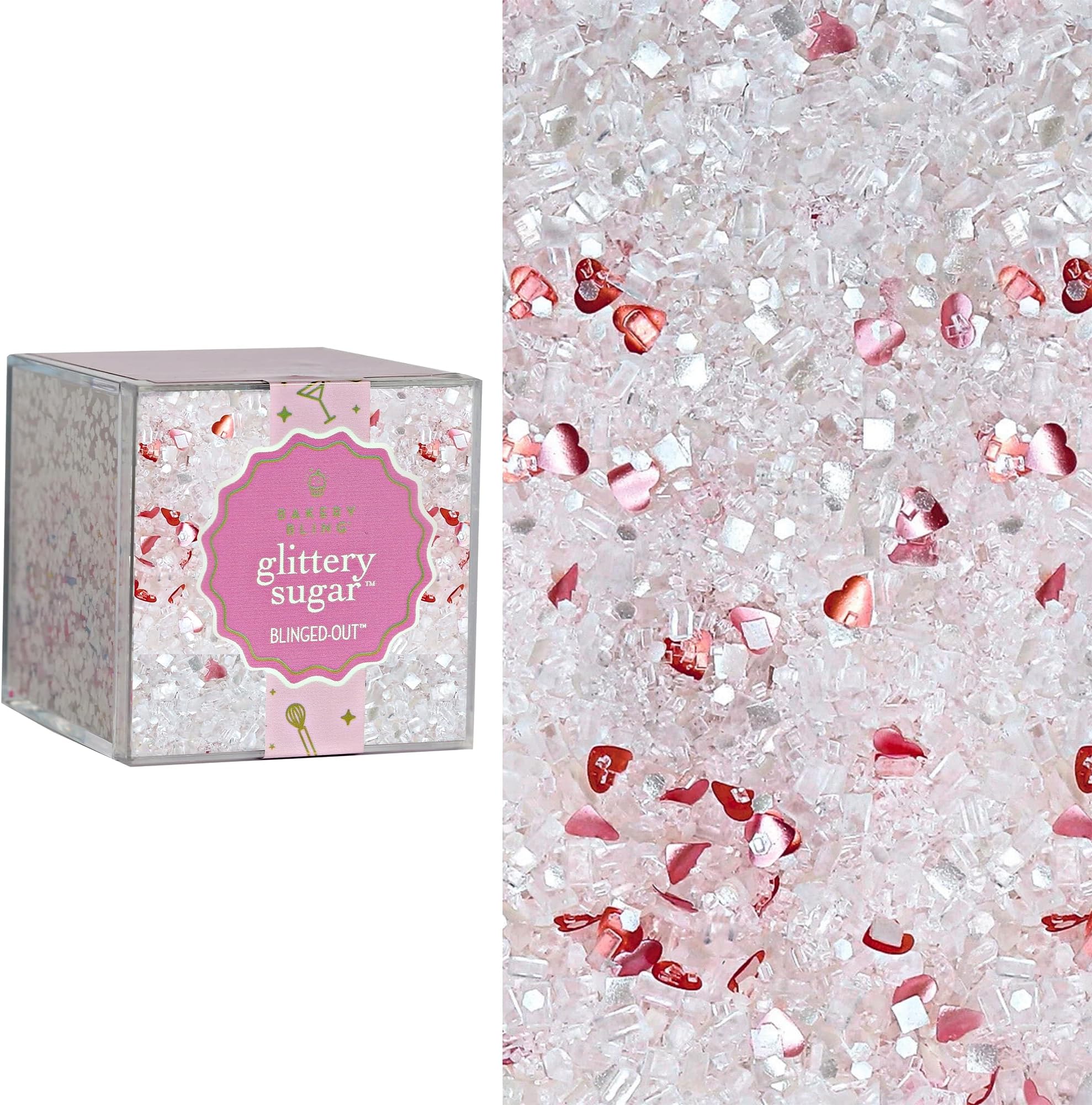 Bakery Bling™ Sweetheart Glittery Sugar™ Valentine's Day Sprinkles - 100% Edible Glitter for Desserts, Drinks, Cakes, Cookies & More | Nut-Free, Dairy-Free, Kosher | 3 oz