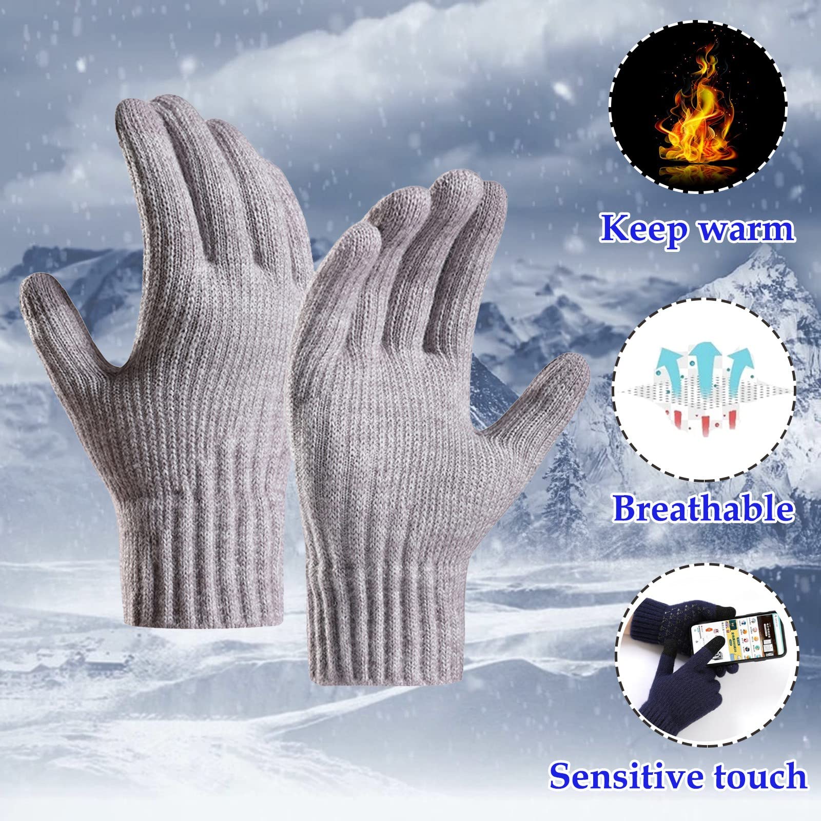 Touchscreen-Handschuhe Für Damen, Winter-Strick