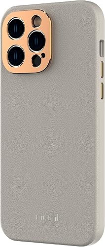 Moshi Napa - Funda de cuero de alta calidad (para iPhone 14 Pro Max de 6.7 pulgadas) - Compatible con MagSafe  Lente y botones elevados de aluminio disponible en Yaxa Peru