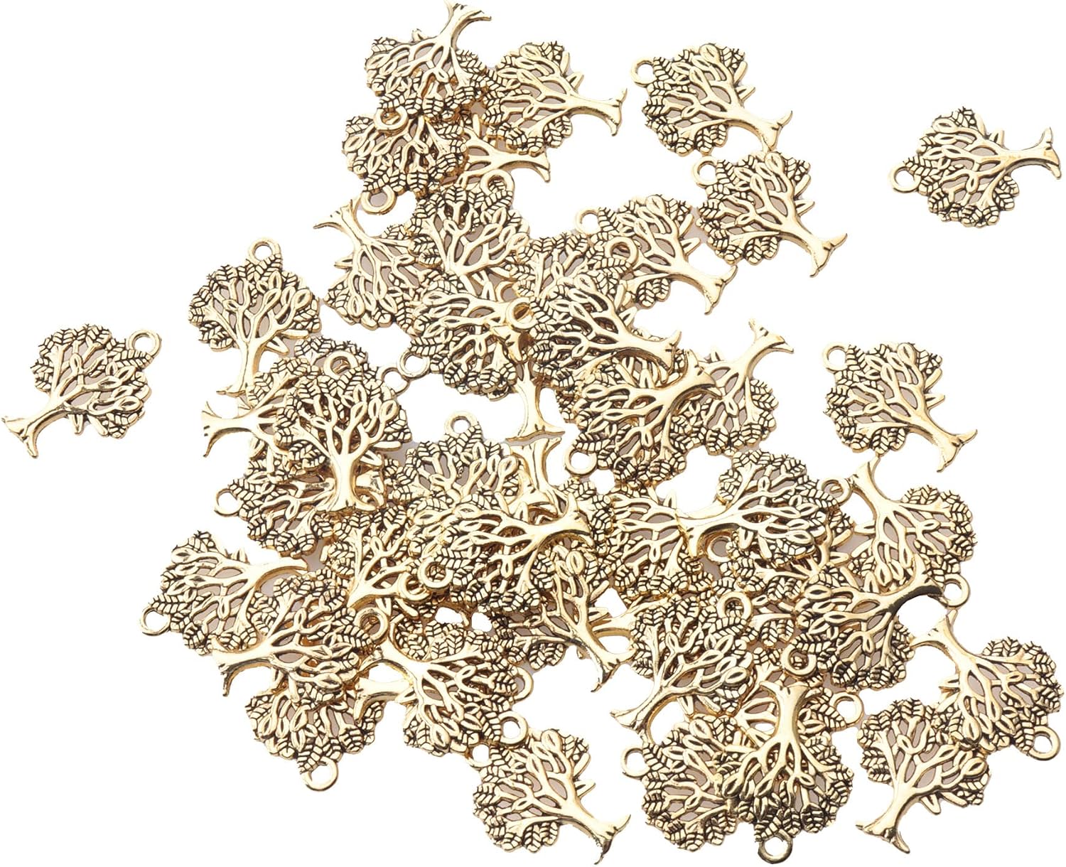 50 Pcs Tree Charms Tree of Life Pendants 0.83x0.63 Inch for Bracelets