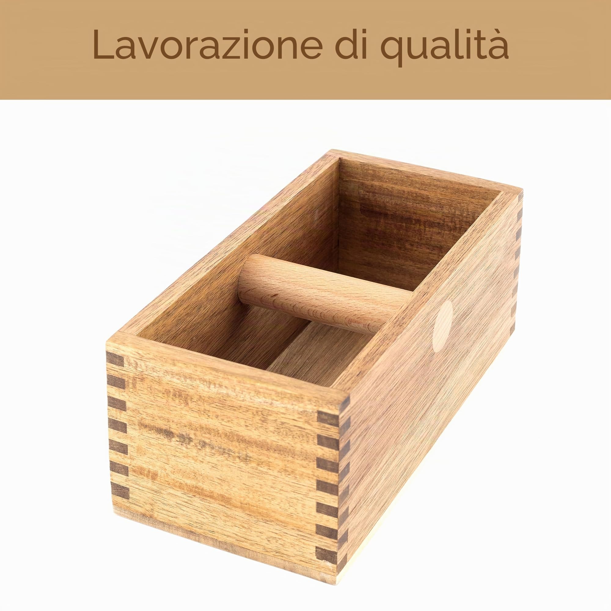 Hanseküche Contenitore in legno – contenitore sostenibile per portafiltro e fondi da caffè, perfetto accessorio per caffè barista, Knock Box per un facile sblocco, facile da pulire, fondi di caffè