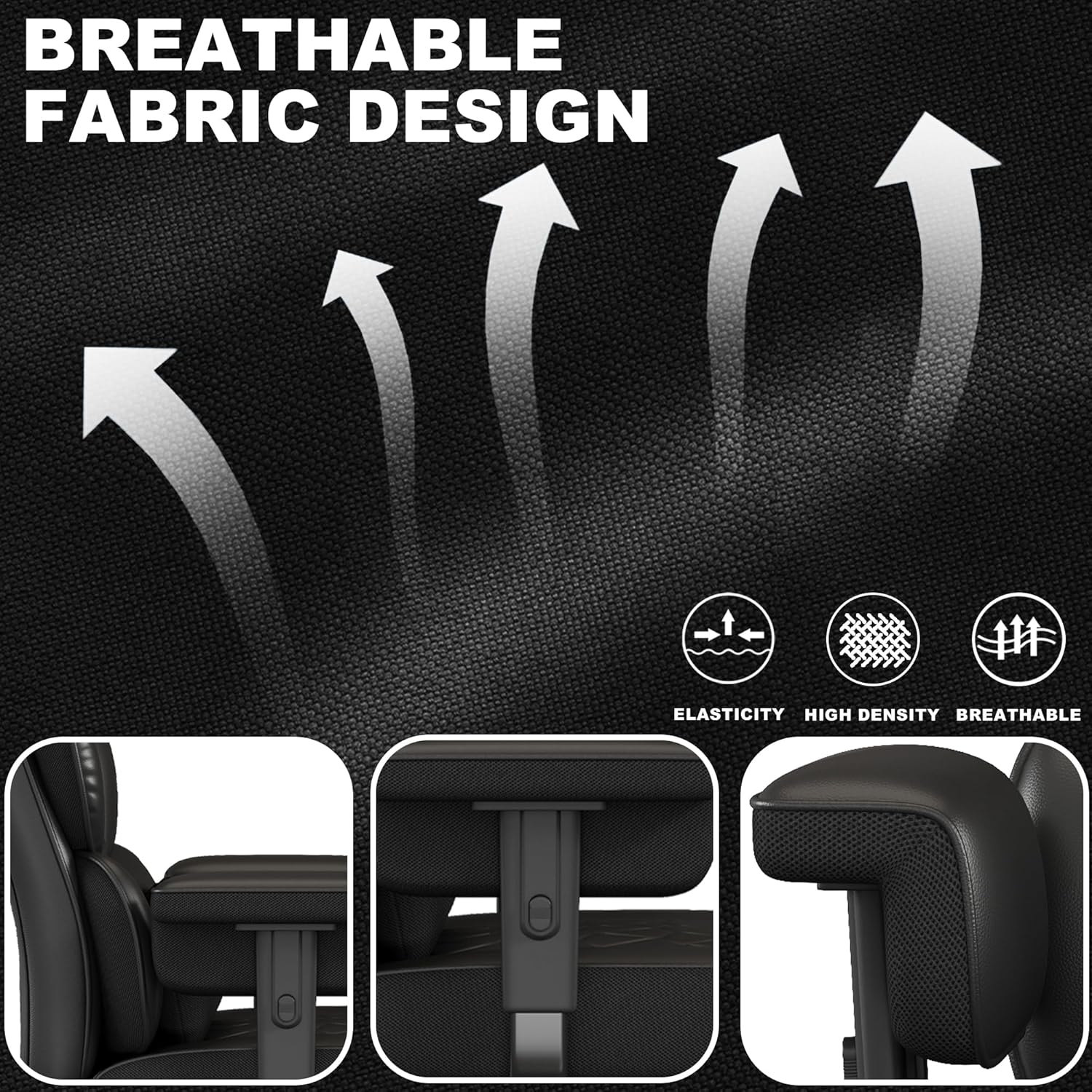 Misolant Big and Tall Office Chair with Footrest, High Back Executive Desk Chair with Adjustable Lift Armrest, 155°Recline,Lumbar Support Pillow, Faux Leather Gaming Chairs for Home or Office Black - Image 6