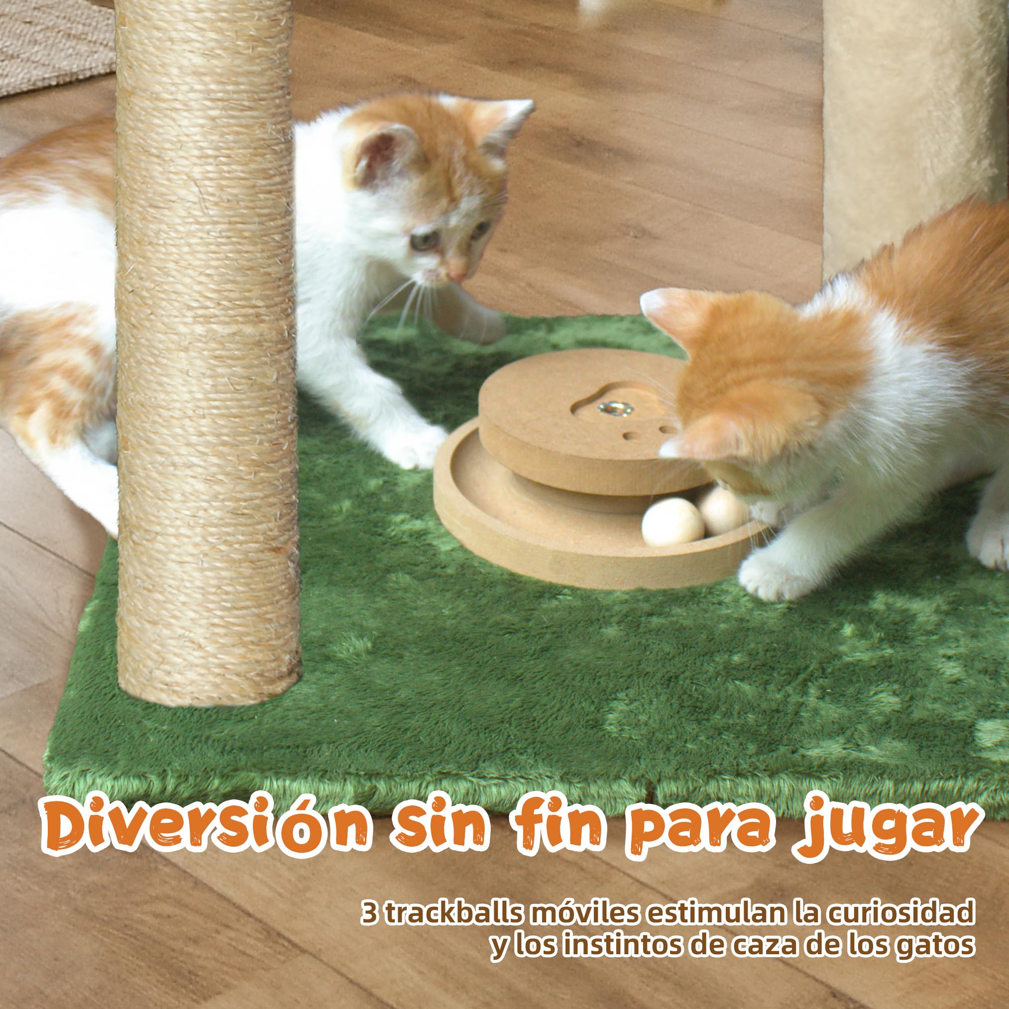 Fantasreen Rascador para Gato 70cm Pequeño Árbol Torre con Hamaca, Juguete para Gato Condo Interactivo de Madera para Gatos Gatitos y Adultos