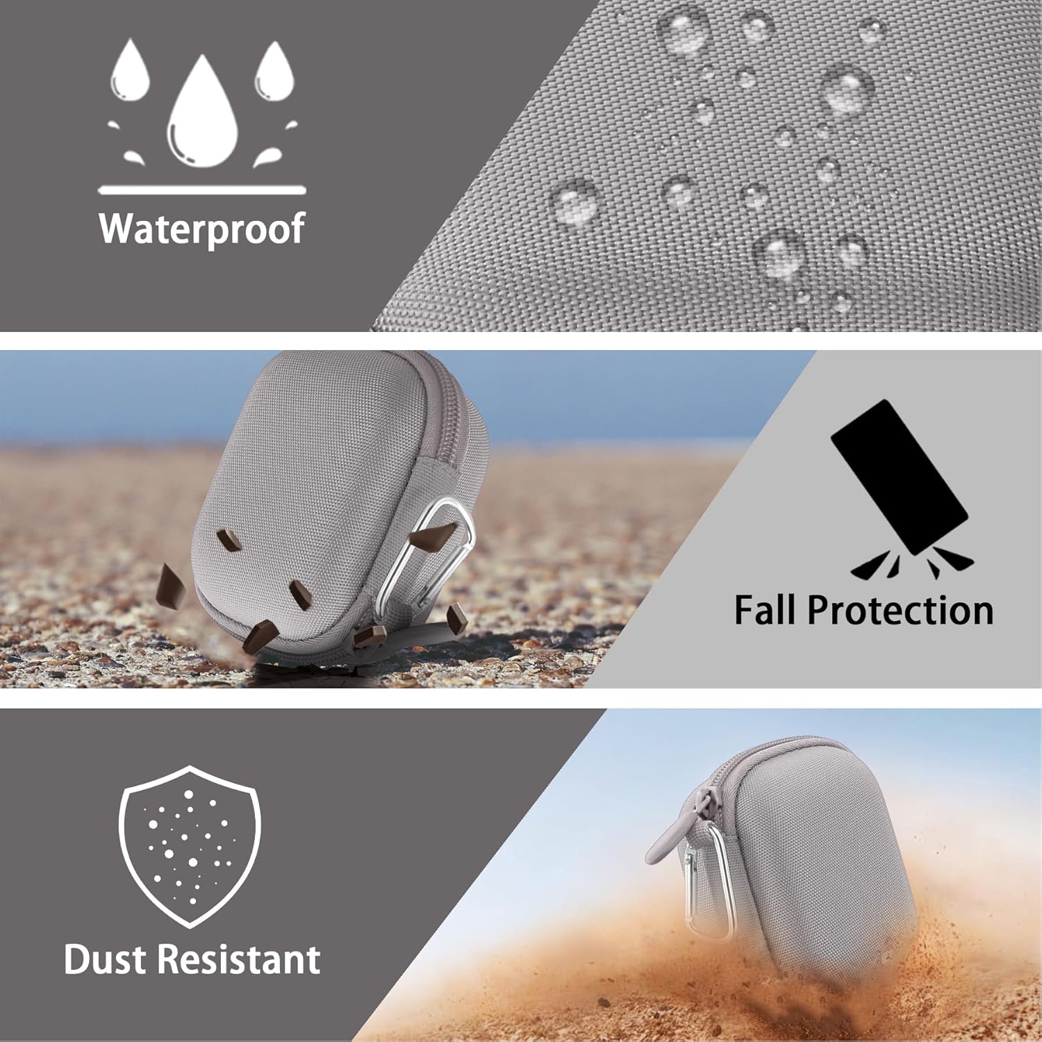 co2CREA Hard Case for Beats Powerbeats Pro 2 with Carabiner Clip, Shockproof Earbuds Storage Box – Protective Travel Cover for Powerbeats Pro 2 Wireless Bluetooth Earbuds (Quick Sand Case) - Image 7