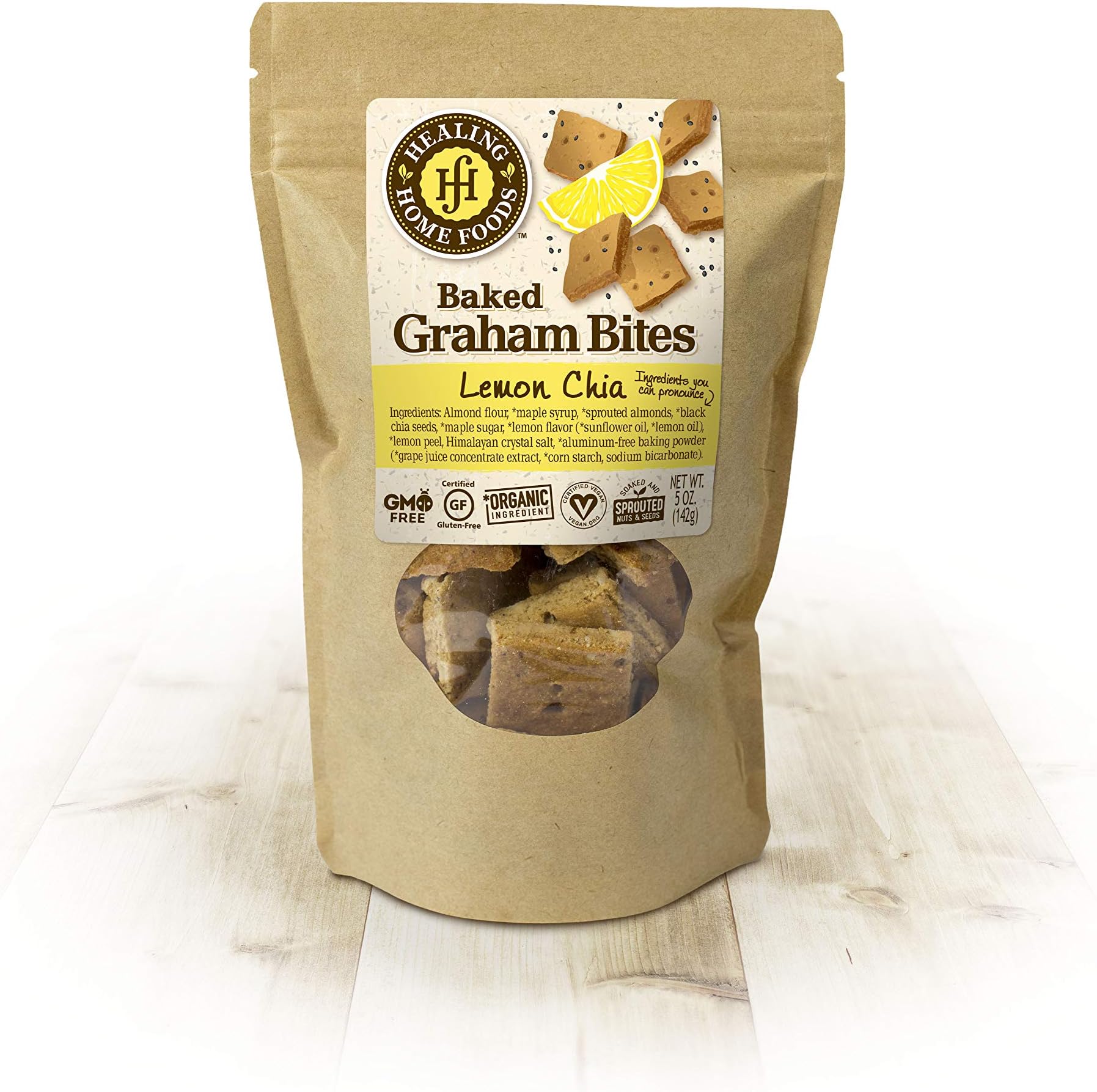 - Lemon Chia Graham Crackers, Gluten Free Snacks for Adults, Almond Flour and Organic Chia Seeds, Healthy and Grain Free Baked Graham Crackers, 5oz (1Pack)