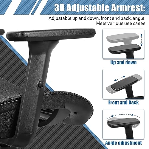 Miniatura 7 de Rottnen ErgoRo - Silla ergonómica de oficina con reposabrazos ajustable 3D y almohadillas de espuma viscoelástica soporte lumbar 3D silla de oficina