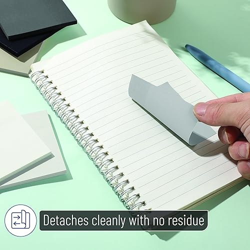 Miniatura 5 de Mr. Pen - Notas adhesivas, 3 x 3 pulgadas, 12 blocs, 600 hojas, notas adhesivas de tonos grisáceos de 3 x 3