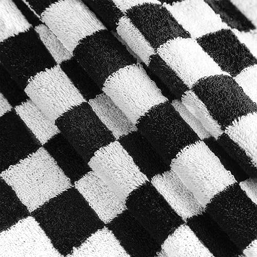 Miniatura 6 de Frienda Juego de 4 toallas de mano a cuadros para baño, cocina, toallas de baño suaves retro de tablero de ajedrez altamente absorbentes para baño,