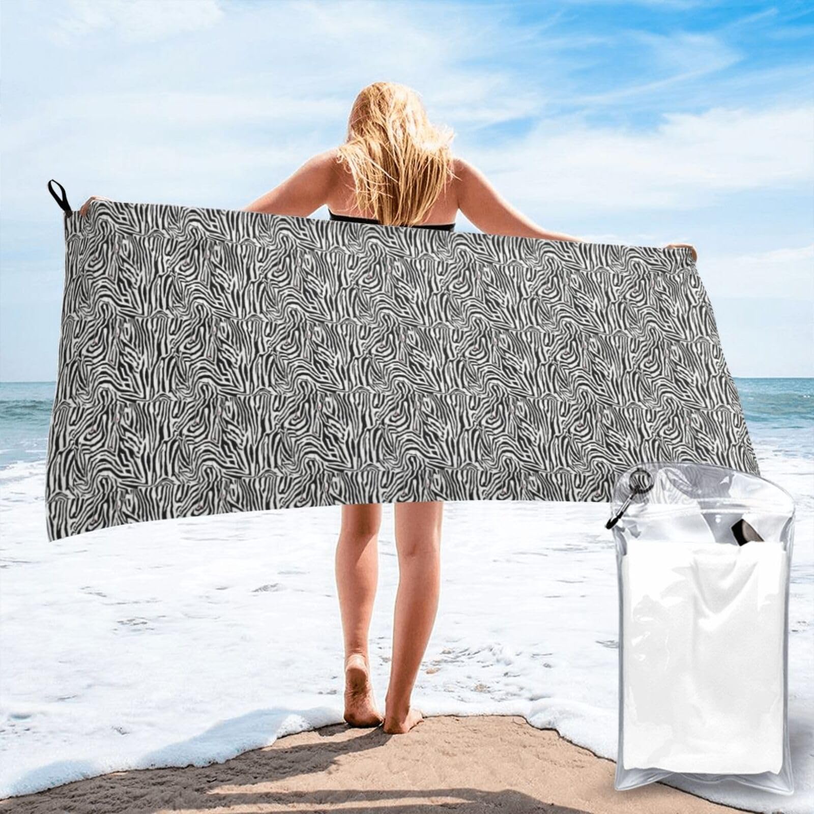 AYYQWE Zebra Print Print Lightweight Towel For Men Women Travel Beach Camping Hiking Yoga Swimming Sports