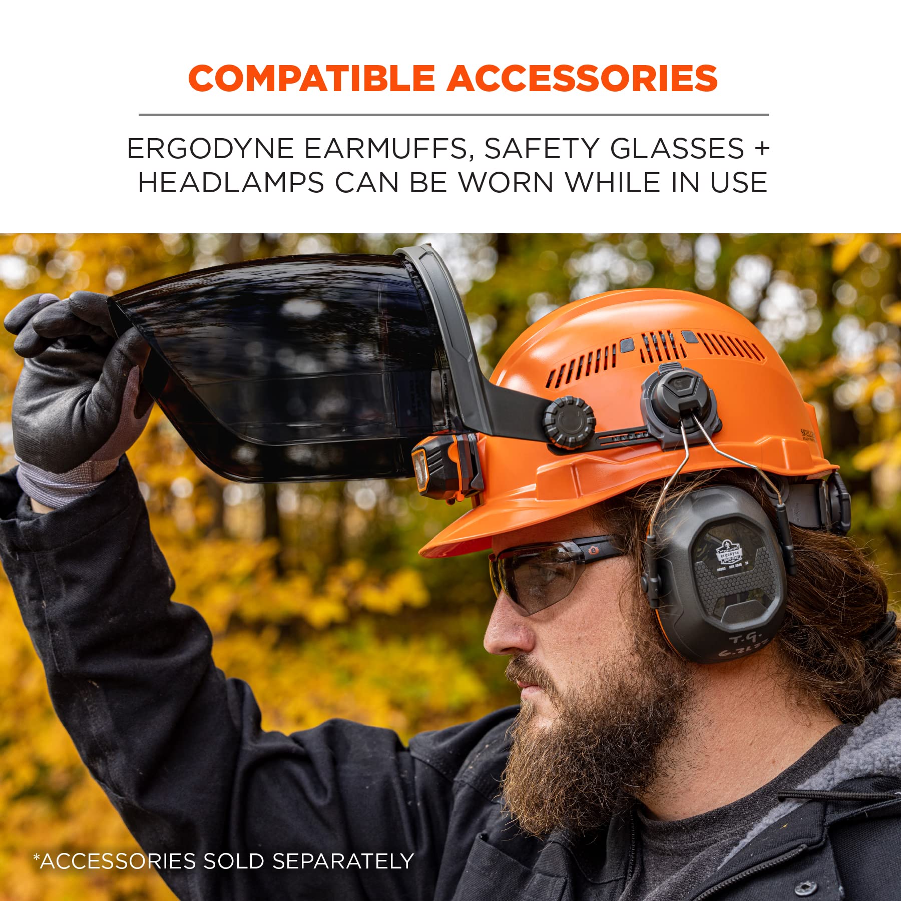 Ergodyne Skullerz 8994 - Accesorio de protección facial para casco de seguridad y adaptador estilo gorra, antivaho