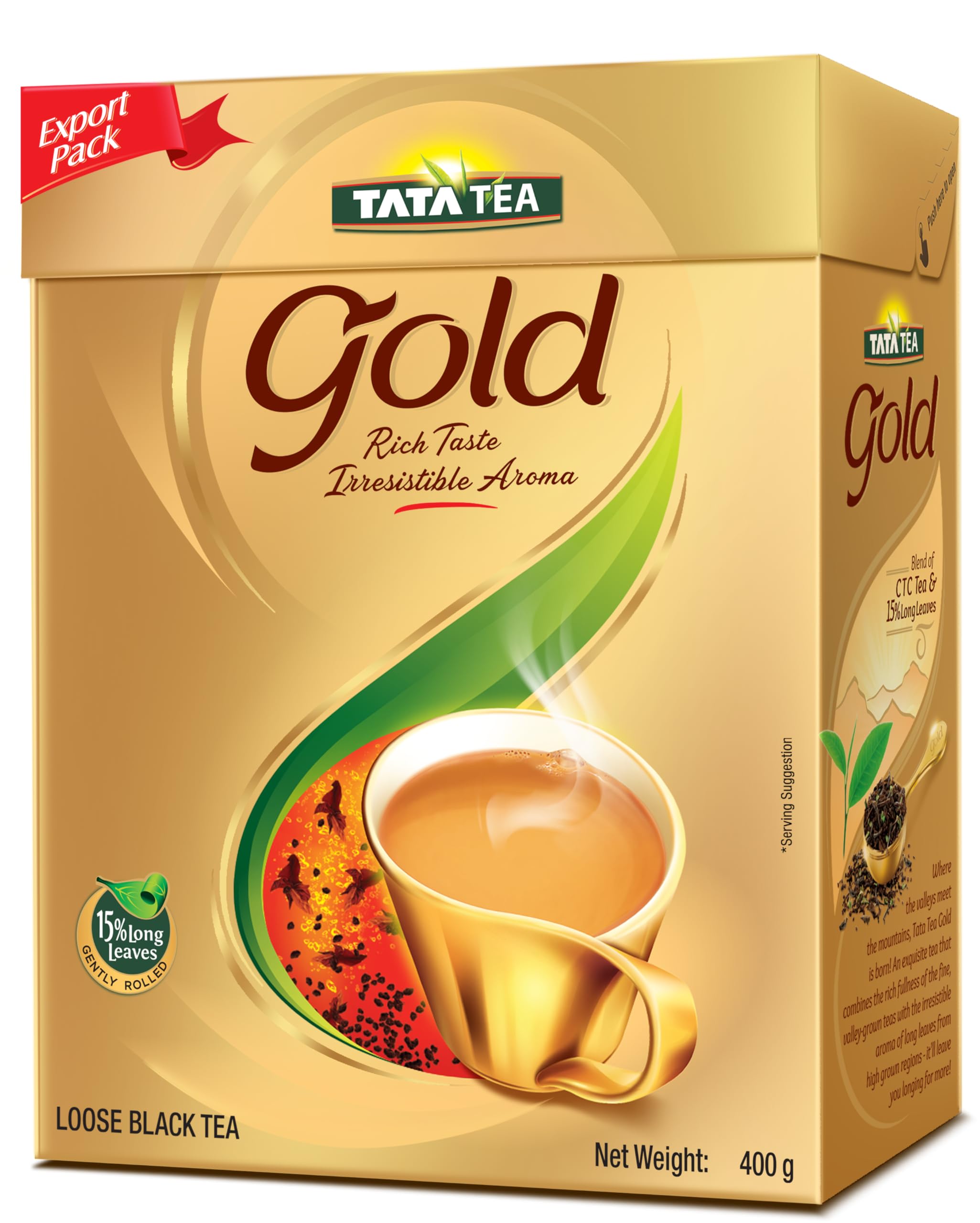 Tata Tea Gold Premium Assam teas with Gently Rolled Aromatic Long Leaves Rich & Aromatic Chai Black Tea 400g
