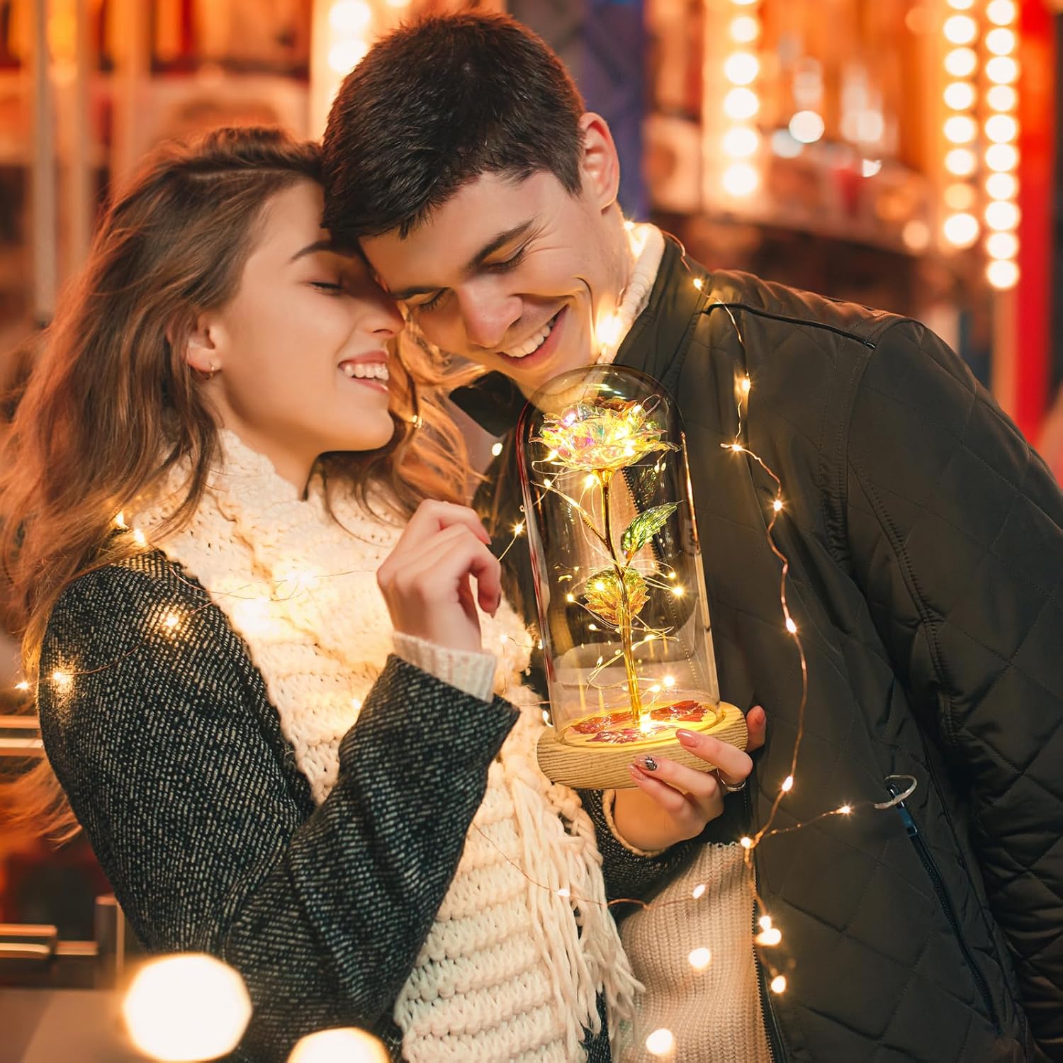 Valentines Day Rose Gifts for Her, Galaxy Glass Rose Forever Preserved Flowers for Delivery Prime in Glass Dome, Birthday Valentine's Day Gifts for Women Mom Girlfriend Wife Daughter, Rainbow - Image 7