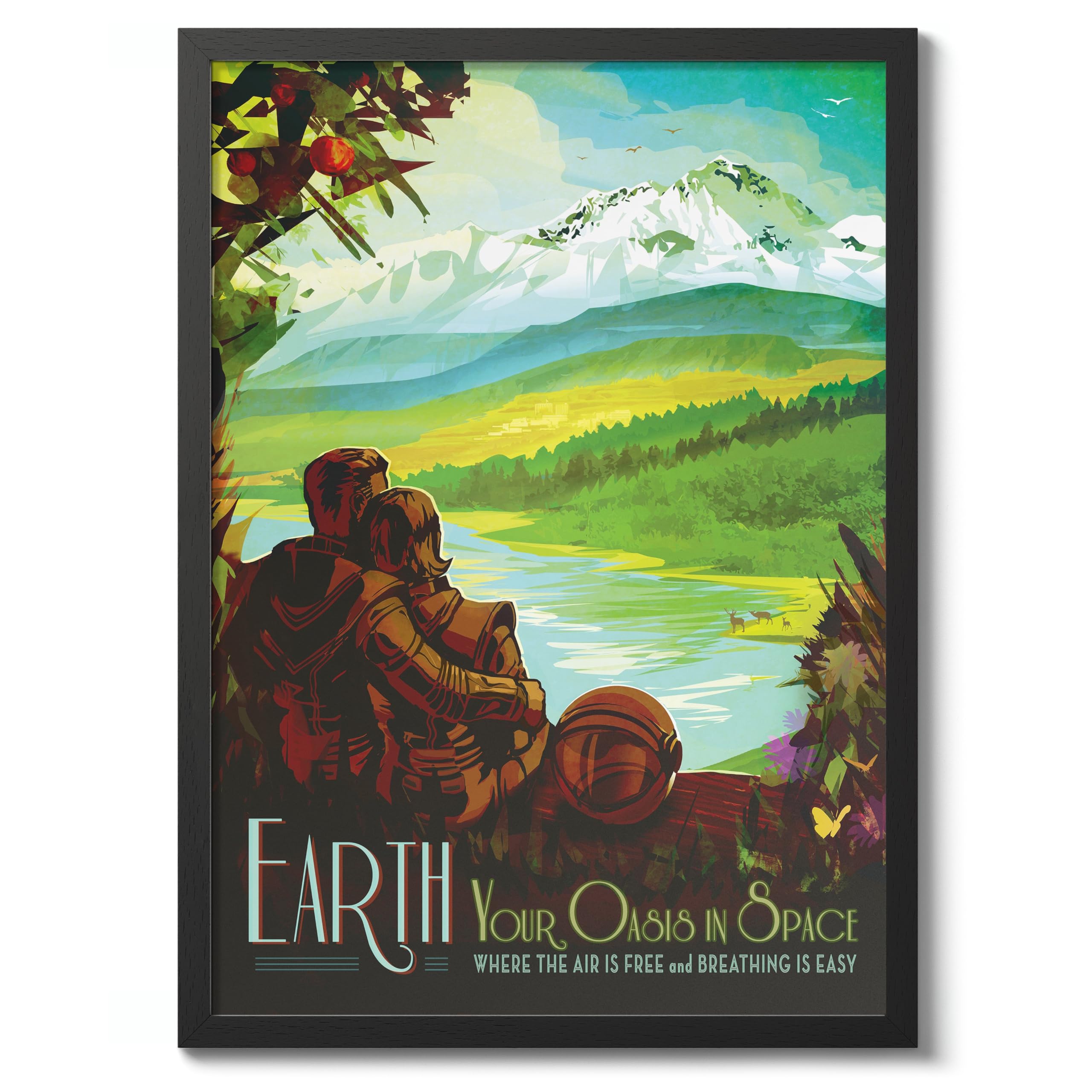 Earth Retro Nasa Space Grand Tour Travel Art Poster, Planet Travel Prints, Vintage Astronomy Home Decor, Astronaut Space Print, Archival Matte, A1 (Black Frame) - 84.1x59.4cm โ image 1
