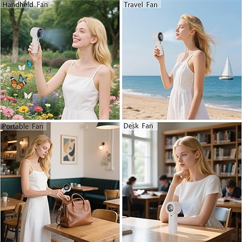 Miniatura 7 de Ventilador turbo portátil actualizado 2025 con batería de 20 horas, mini ventilador recargable con pantalla digital, base antideslizante, capacidad