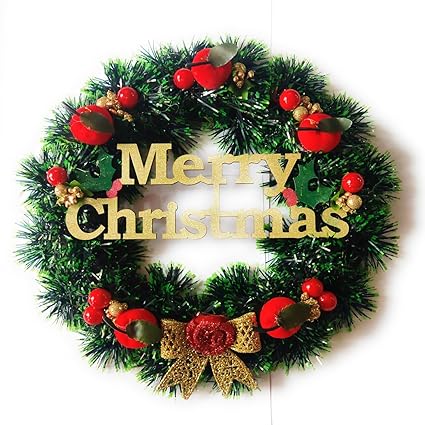 Sau Rang Decorated Christmas Wreath for Front Door - Size 10 inch, Wall Hanging, Decoration for Church, Home, Office, Shopping malls, Shops,Christmas Decoration Item- 1Pc (1) Green Pine