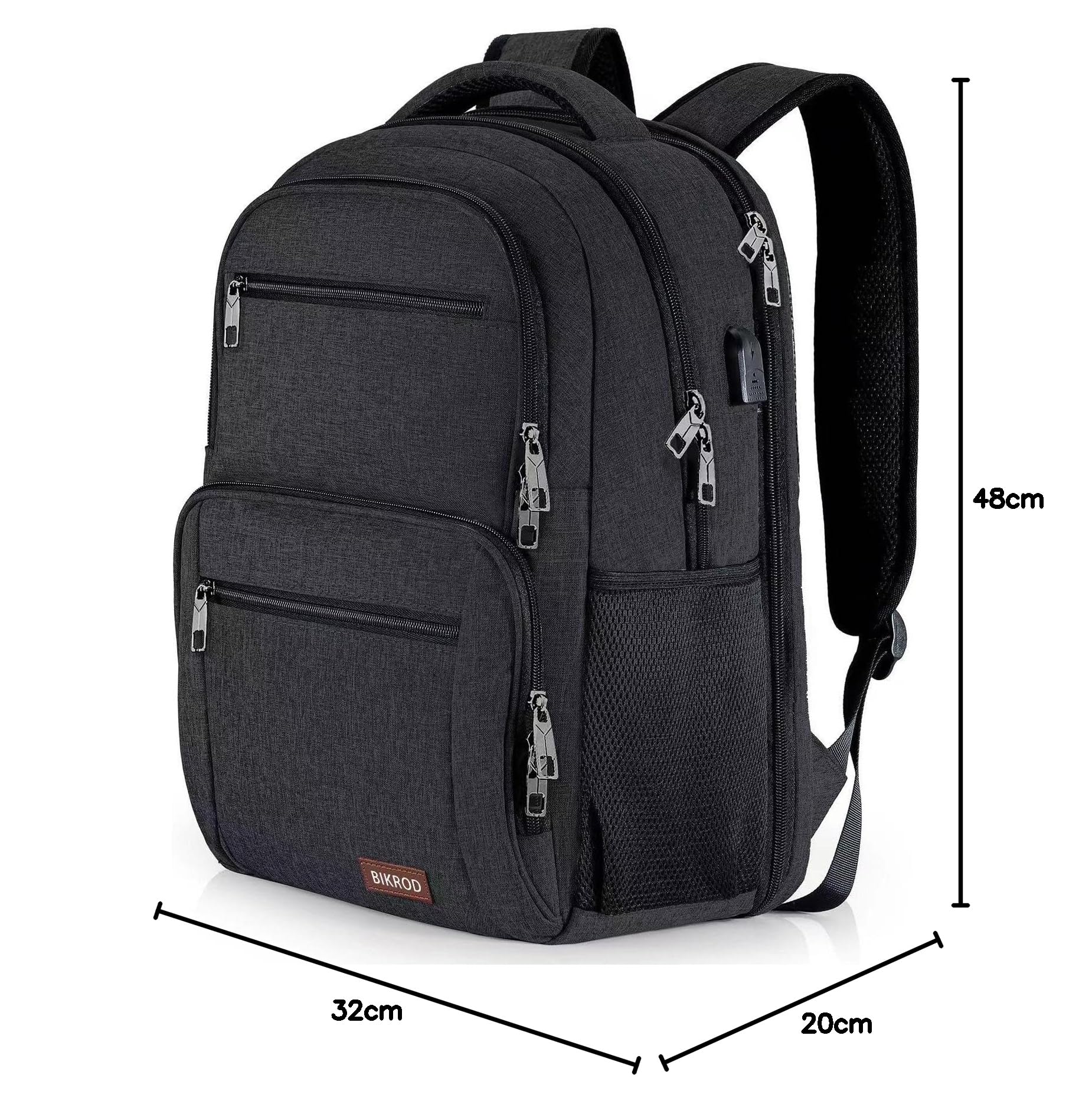 Rucksack Herren Damen, Schulrucksack Jungen Teenager, TSA Wasserdicht Arbeit 17.3 Zoll Laptop Rucksack mit USB Ladeanschluss, Reisen Wandern Backpack mit Anti Diebstahl Tasche, Grau Daypack, 25-40 L