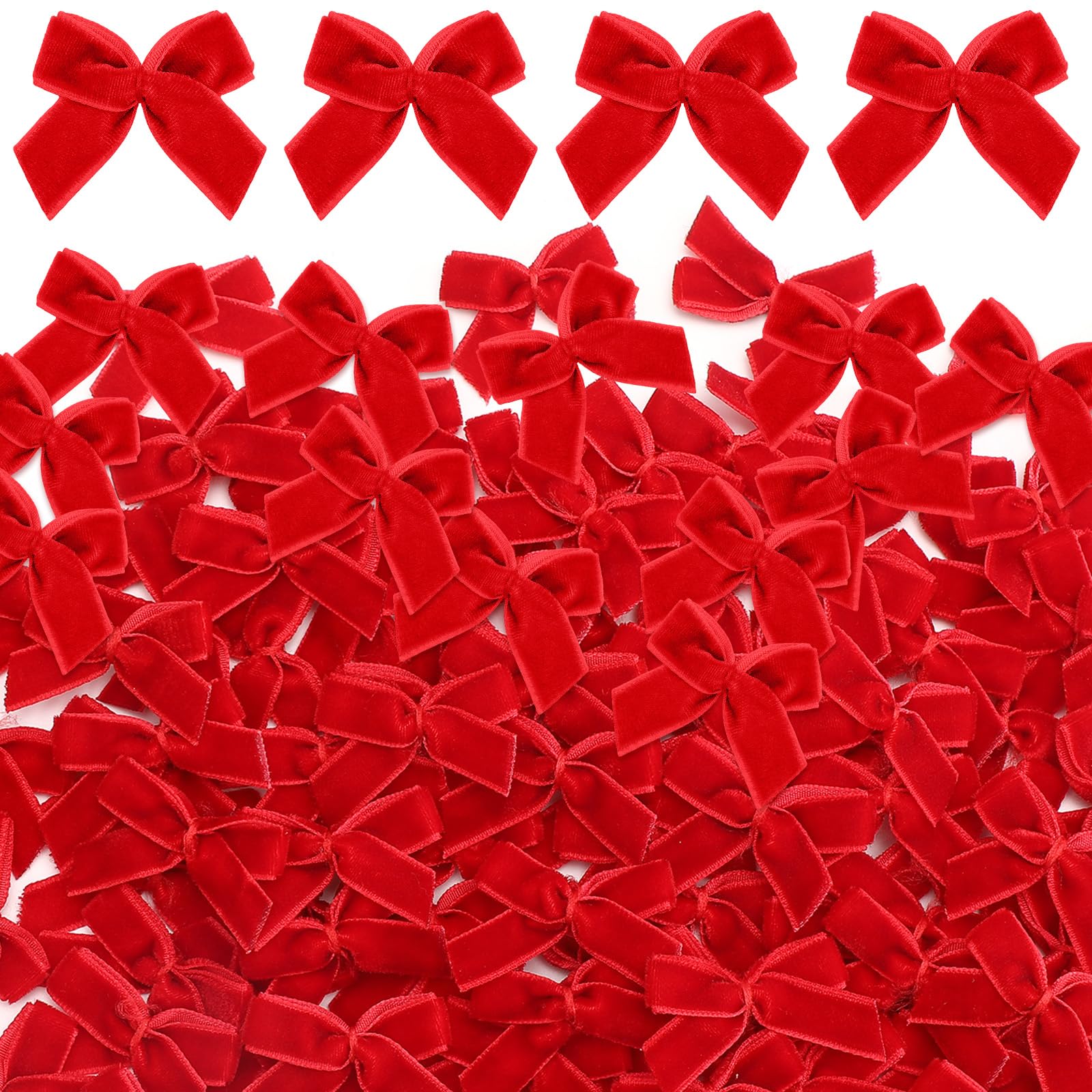 Waydress 120 Pcs Tiny Mini Christmas Velvet Bows for Crafts Xmas Twist Tie Bows Ribbon Bowknot Christmas DIY Craft Sewing Scrapbooking Gift Wrapping(
