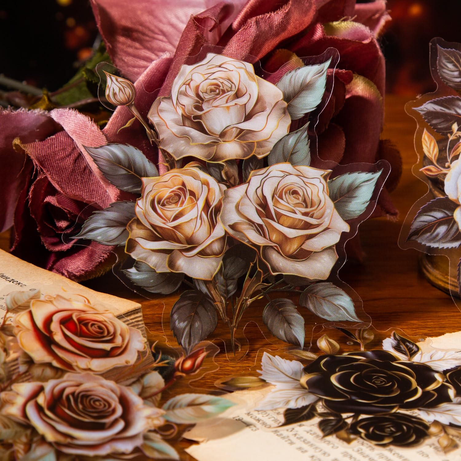 Amazon.com: Yoksas Large Vintage Rose Stickers - 60Pcs Clear