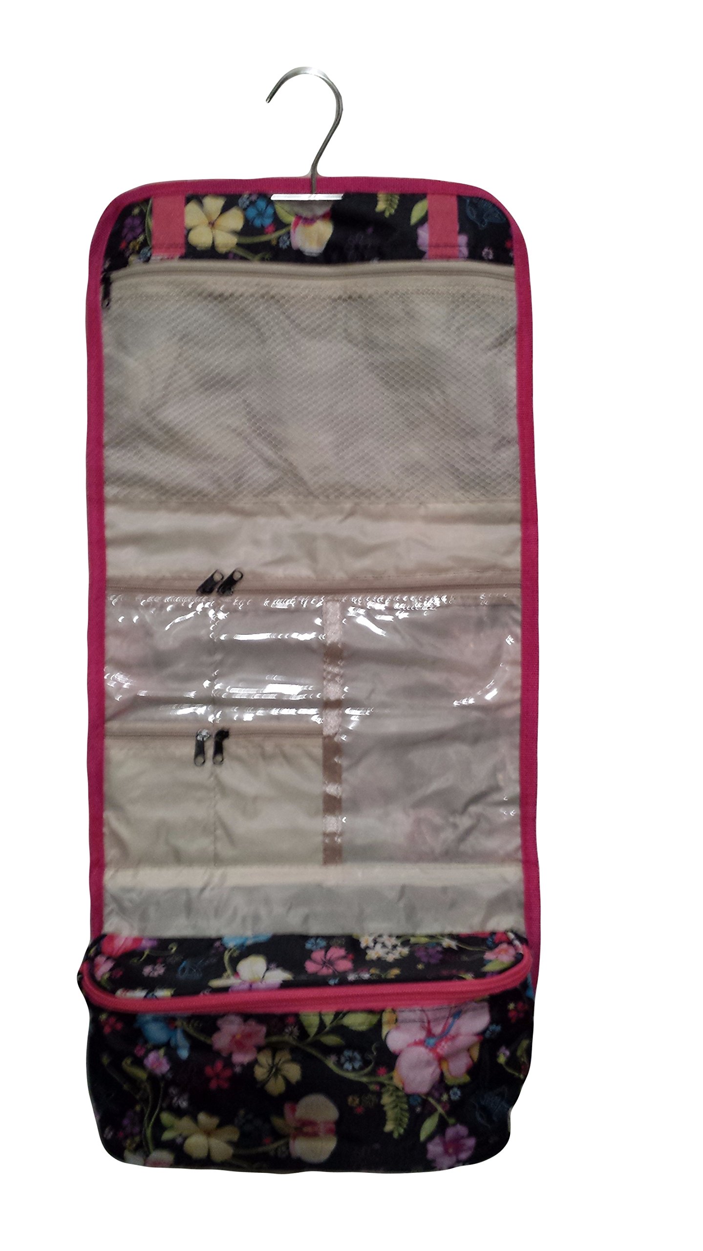 Lunar Lily Animal Print Cosmetic Bag Toiletry Jewelry Case (Black/Pink)