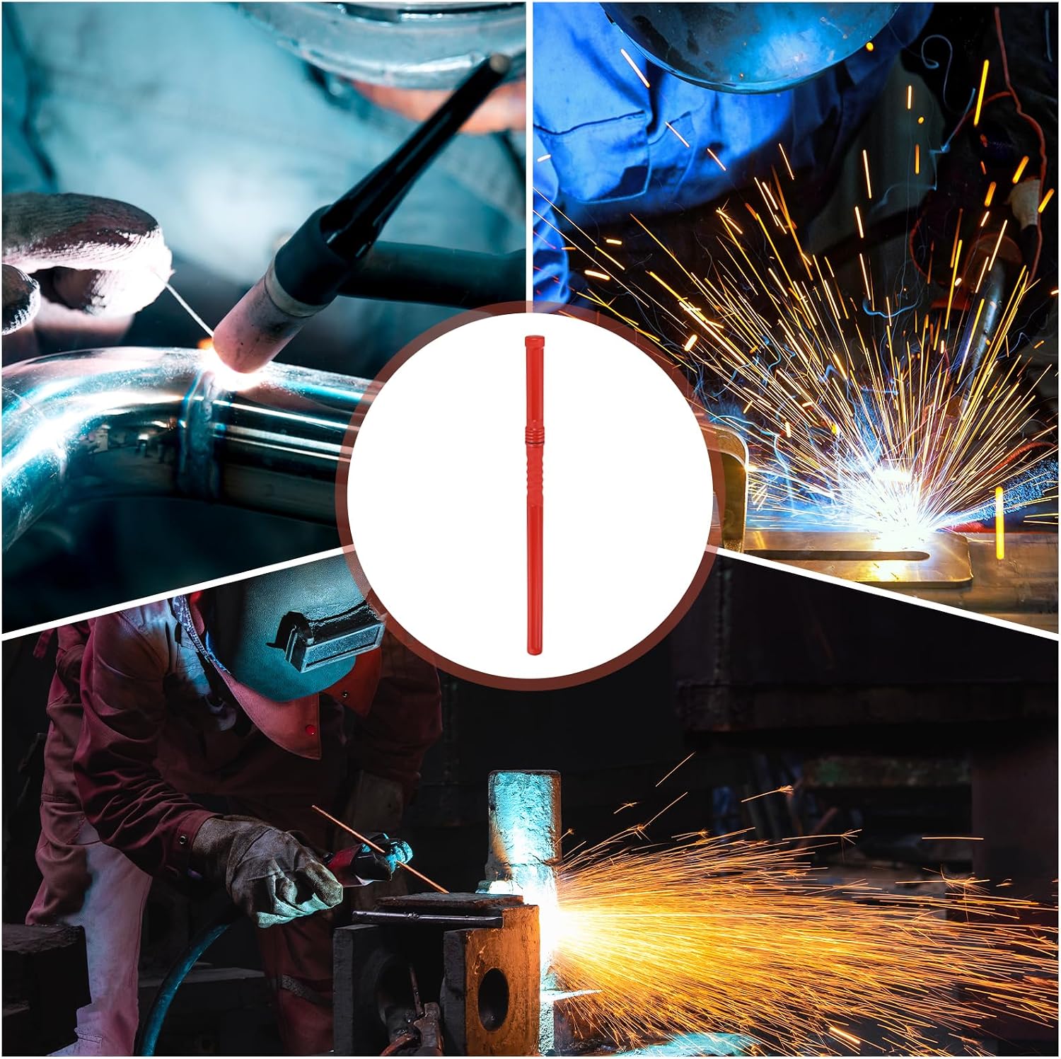 MECCANIXITY 2 Pcs Welding Rod Storage Tube, 40 Inch Tungsten Electrode Holder Container Airproof Waterproof 4.5kg Capacity, Red