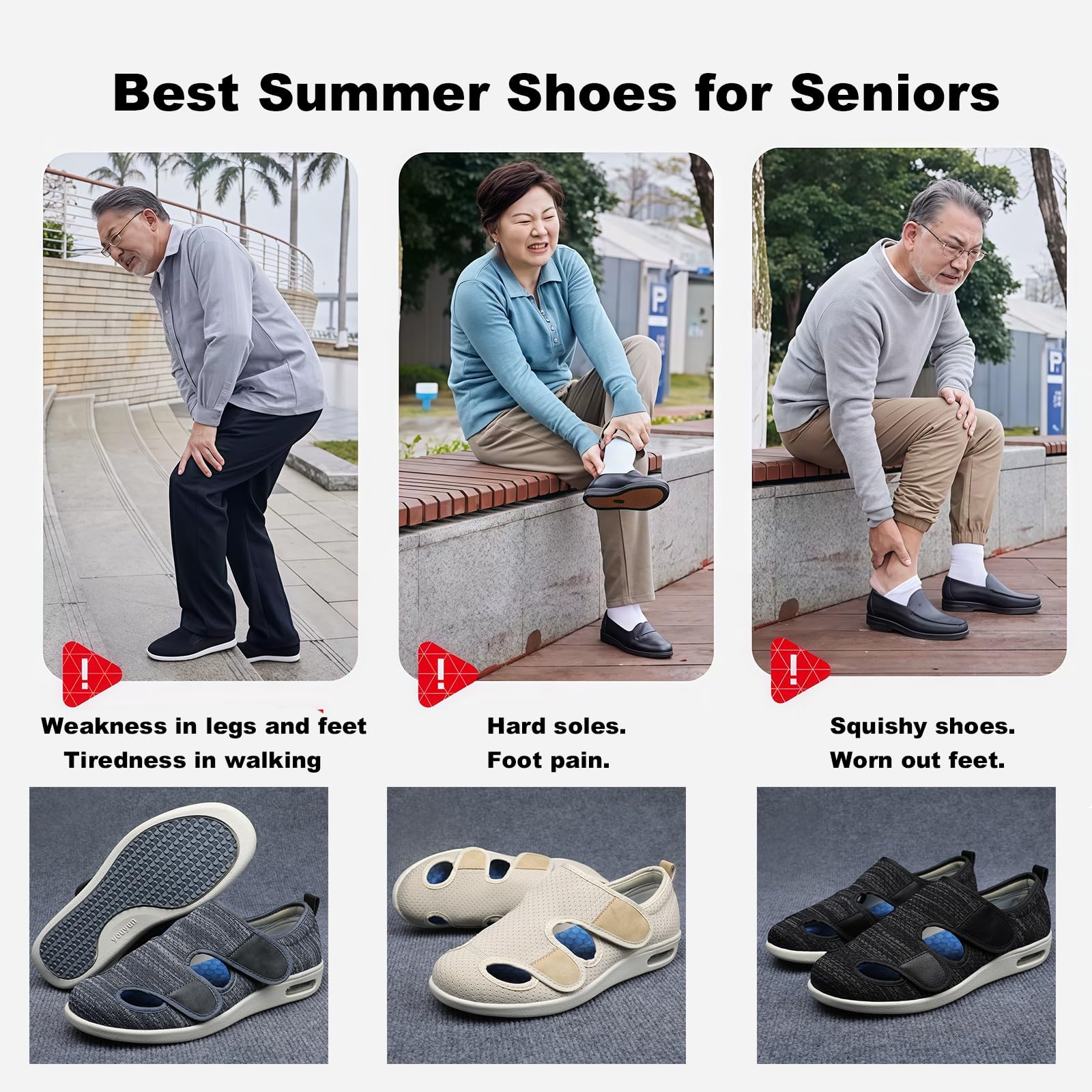 Zapatos De Verano para Diabéticos,Calzado Transpirable Y Cómodo para Personas Mayores con Soporte para El del Pie.