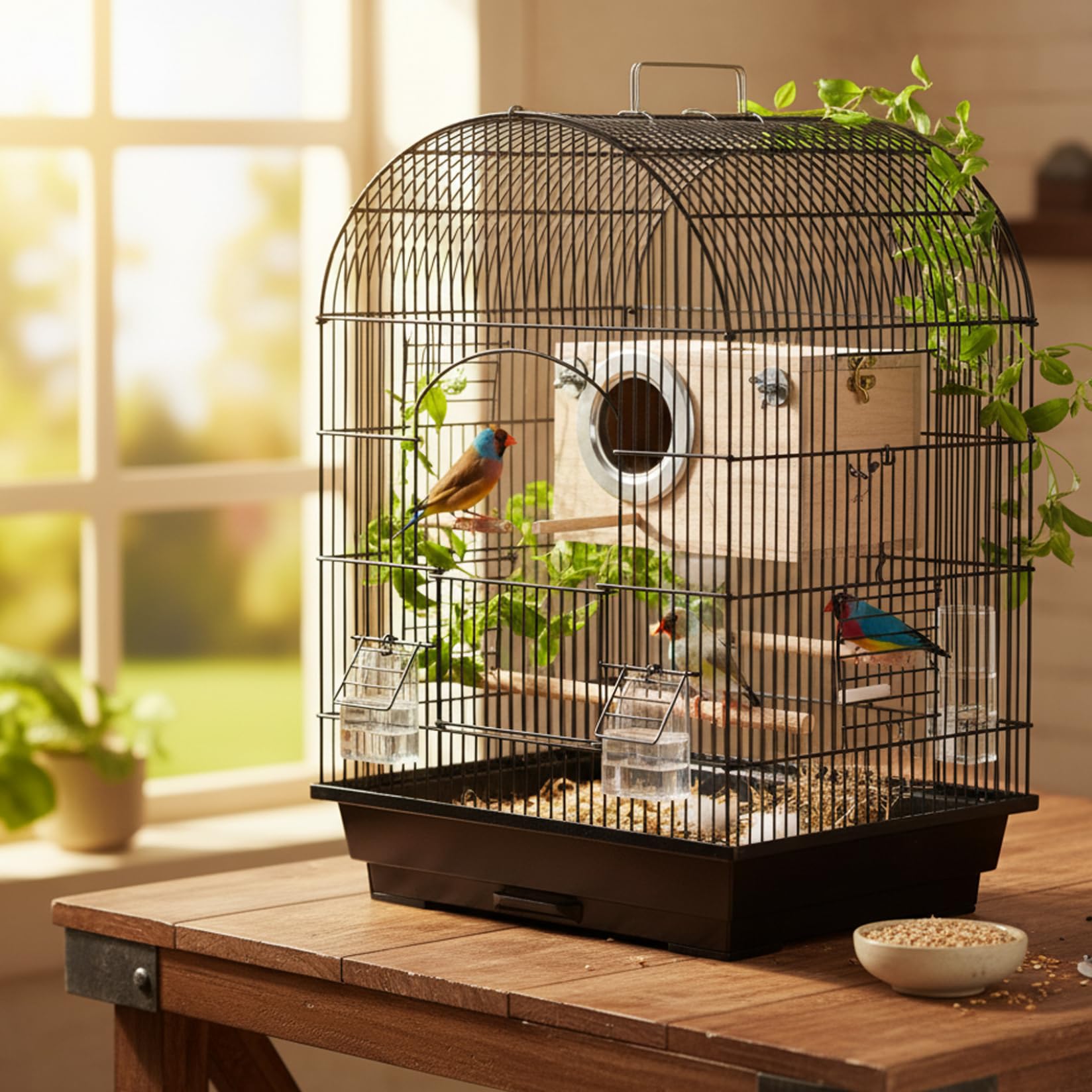 4-teiliges Vogel-Nistkasten-Set aus Holz mit Sitzstange und Eingang links, für den Außenbereich geeignet, Blaumeisenhaus für den Garten, Blaumeisenhaus