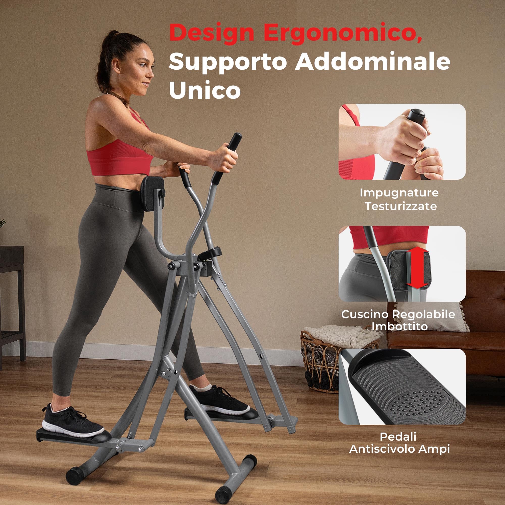 Sunny Health & Fitness Ellittica Compatta da Casa, Camminata Aerea Ellittica, Macchina Ellittic a Gradini Legacy, Allenatore Total Body, Attrezzatura per Esercizi a Basso Impatto e Cardio Domestico