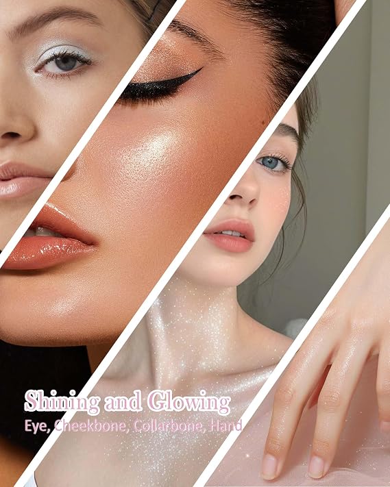Face Highlighter Powder Palette, Waterproof Long Lasting Shimmer Diamond Gold Glow Highlighting Bronzer Eye Facial Contour Cream Makeup Palette, Illuminator for Women Eyeshadow Body Cheek-02
