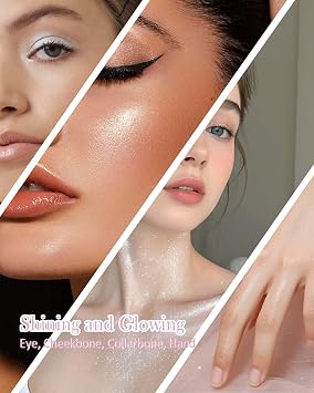 Face Highlighter Powder Palette, Waterproof Long Lasting Shimmer Diamond Gold Glow Highlighting Bronzer Eye Facial Contour Cream Makeup Palette, Illuminator for Women Eyeshadow Body Cheek-02