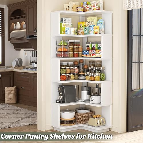 Miniatura 7 de Armocity Estantería de Libros de Esquina - Estantería de Libros de Esquina de 6 Niveles Etagere con Deflector, Estante de Exhibición Independiente