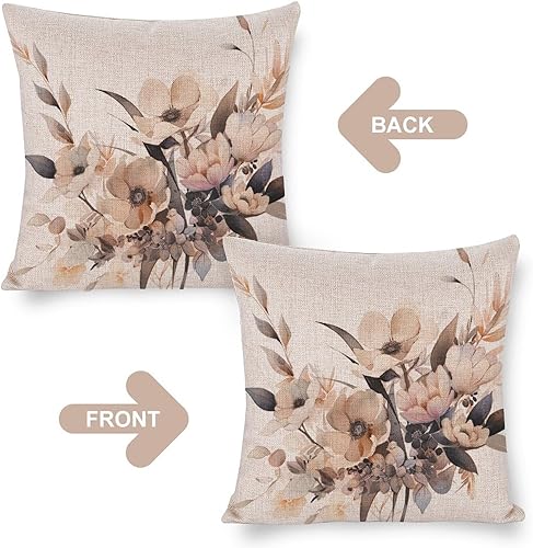Miniatura 3 de Almohadas decorativas de acuarela y flores, funda de cojín decorativa moderna de 16 x 16 pulgadas, funda de almohada cuadrada decorativa de